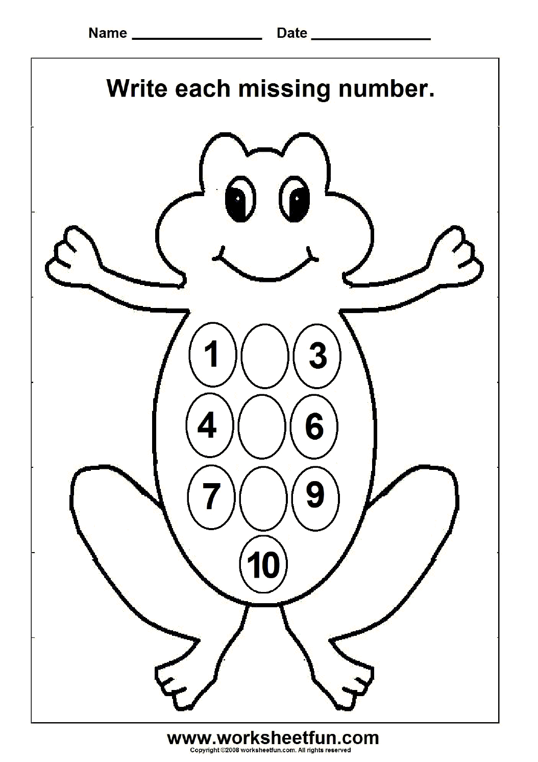 Missing Numbers 1 To 10 Worksheets