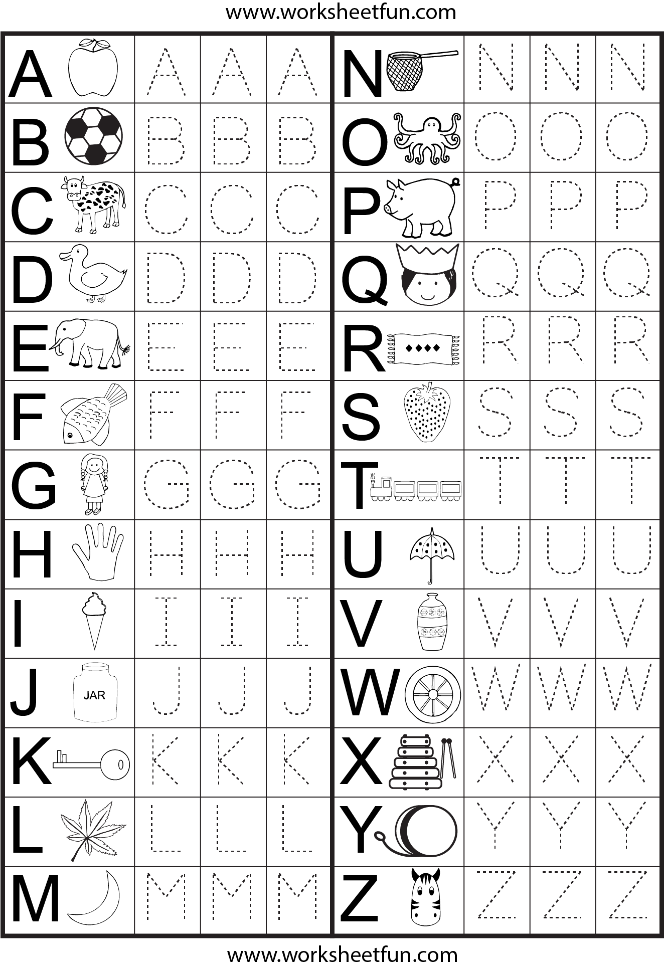 kindergarten writing alphabet worksheets Worksheets free Alphabet Uppercase  Free  Tracing