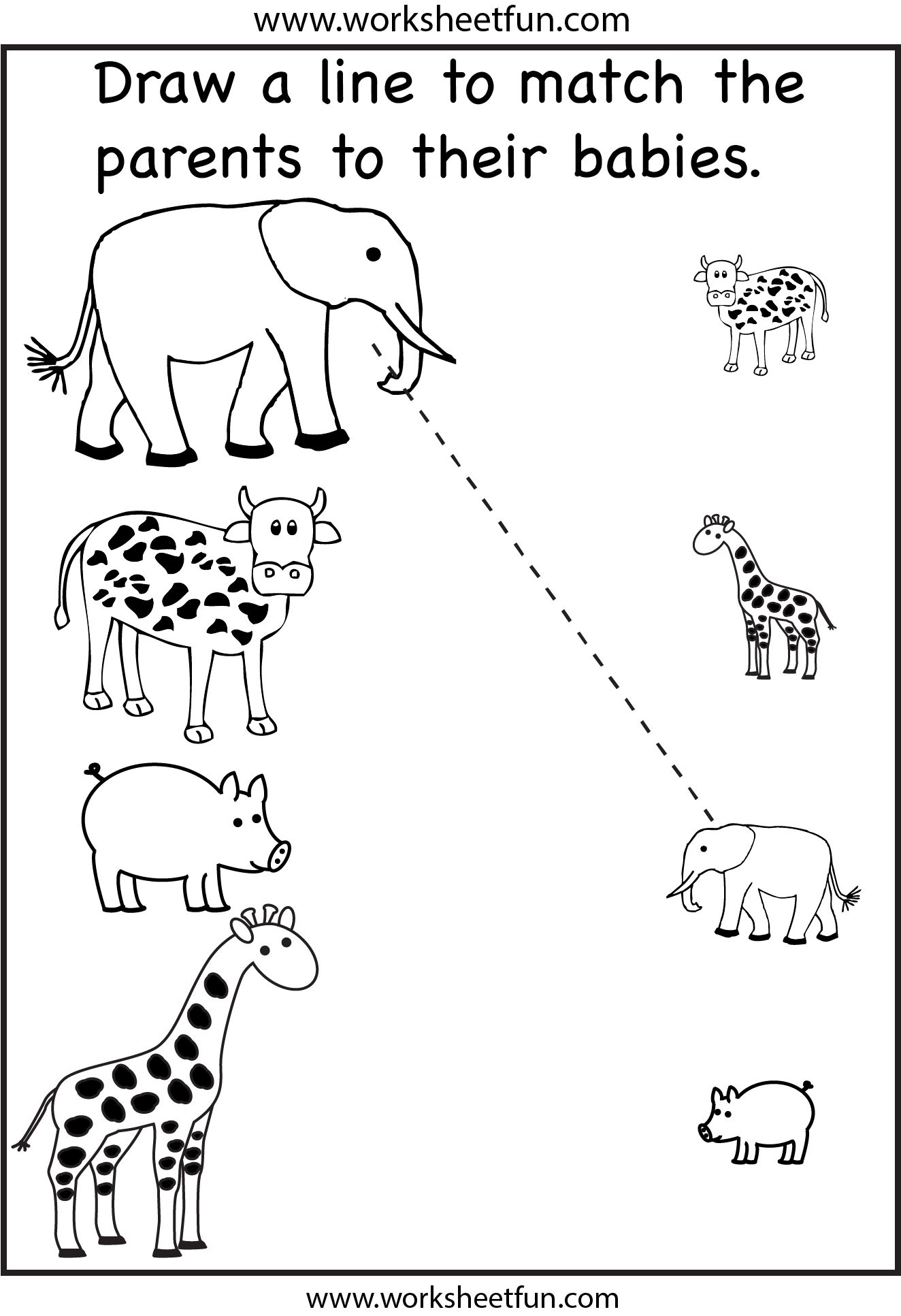 Animal Parents and Babies – Match the Parents – 2 Worksheets / FREE  Printable Worksheets – Worksheetfun