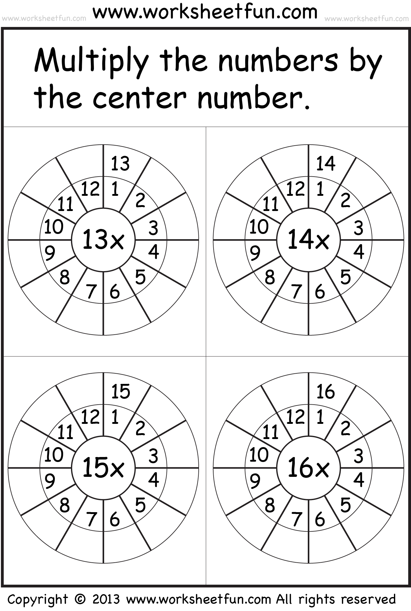 Times Table Worksheets 1, 2, 3, 4, 5, 6, 7, 8, 9, 10, 11, 12, 13, 14