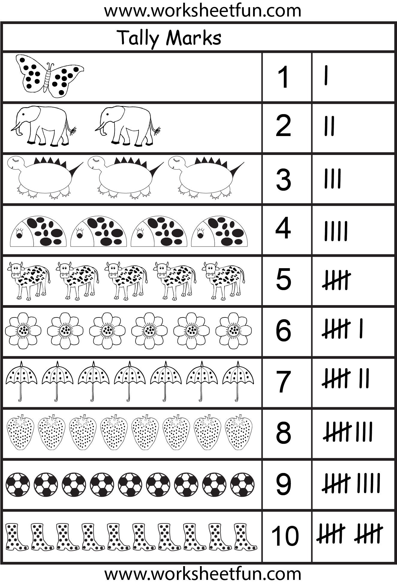 Tally Marks – 3 Worksheets / FREE Printable Worksheets – Worksheetfun