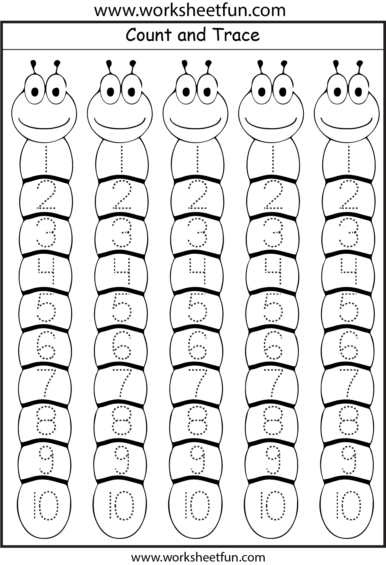 Number Tracing Worksheets For Kindergarten 1 10 Ten Worksheets