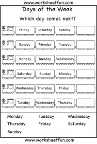 Days of the Week – 1 Worksheet / FREE Printable Worksheets – Worksheetfun