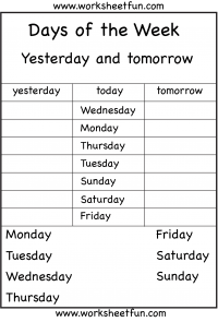 days of the week worksheet