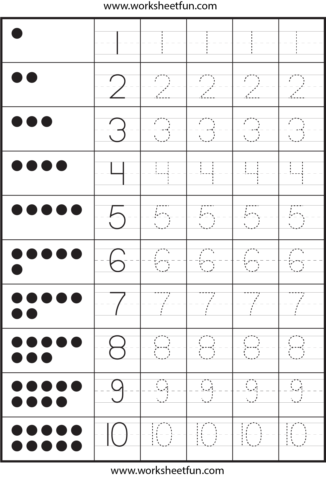 Number Tracing – 2 Worksheets / FREE Printable Worksheets – Worksheetfun