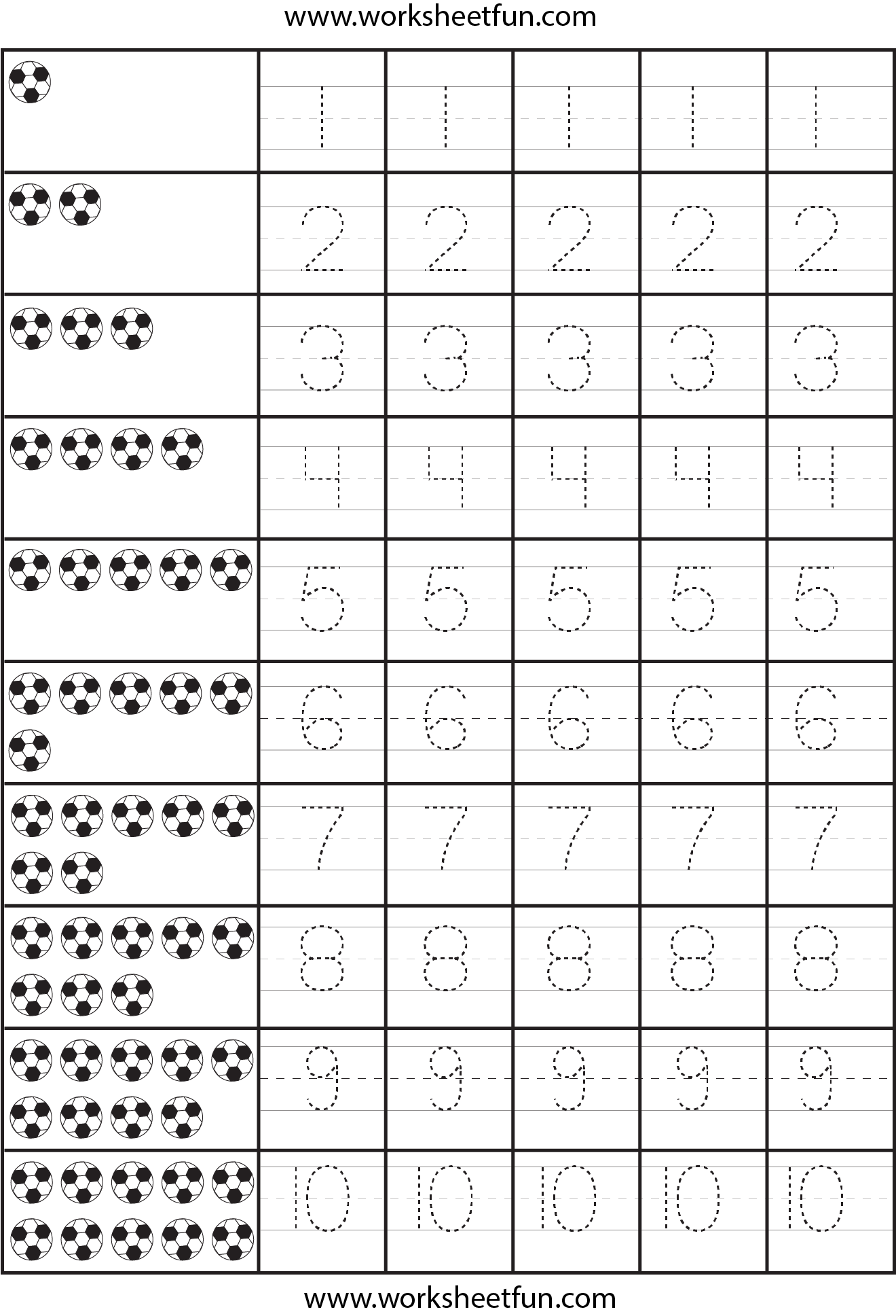 Number Tracing – 1 Worksheet / FREE Printable Worksheets – Worksheetfun