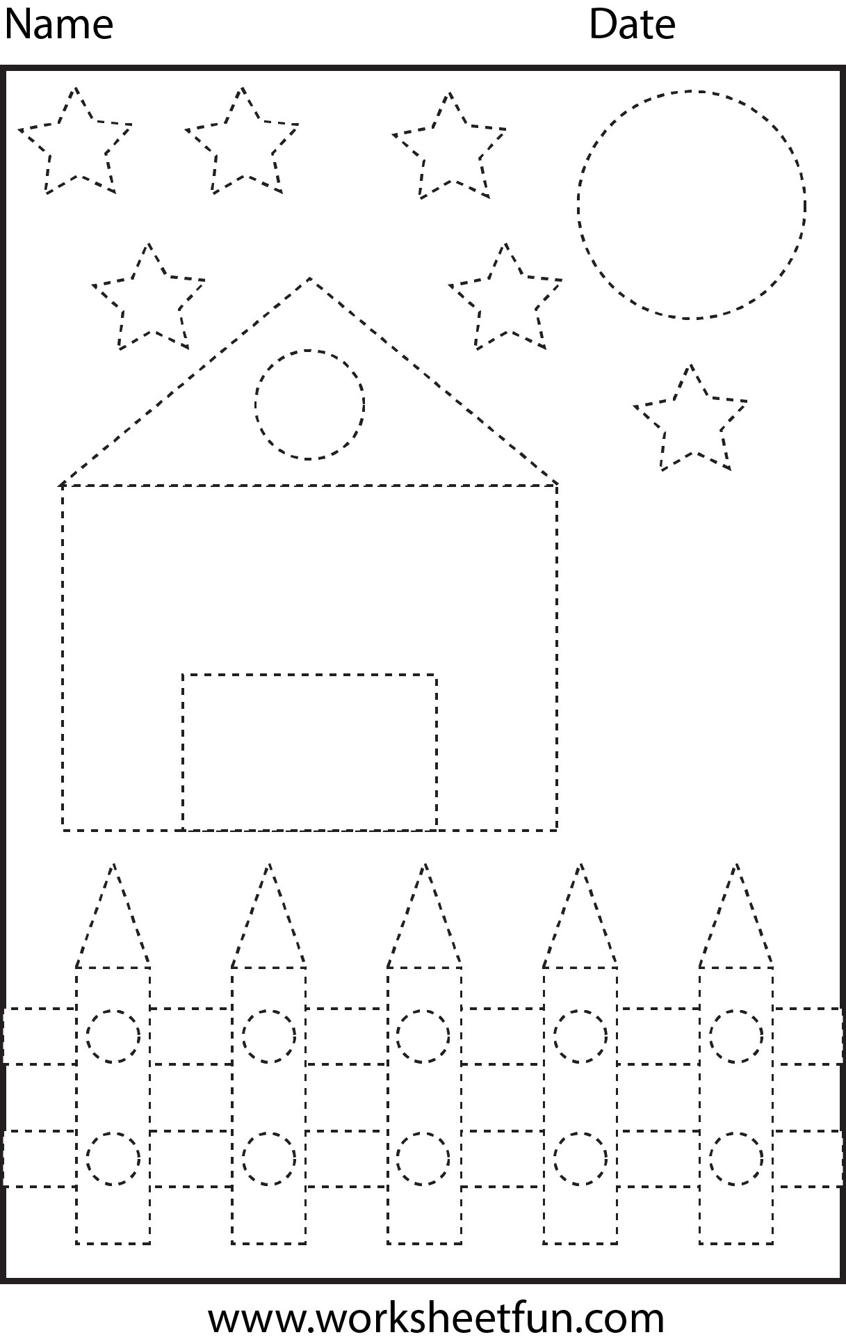 Picture Tracing – Shapes – 1 Worksheet / FREE Printable Worksheets