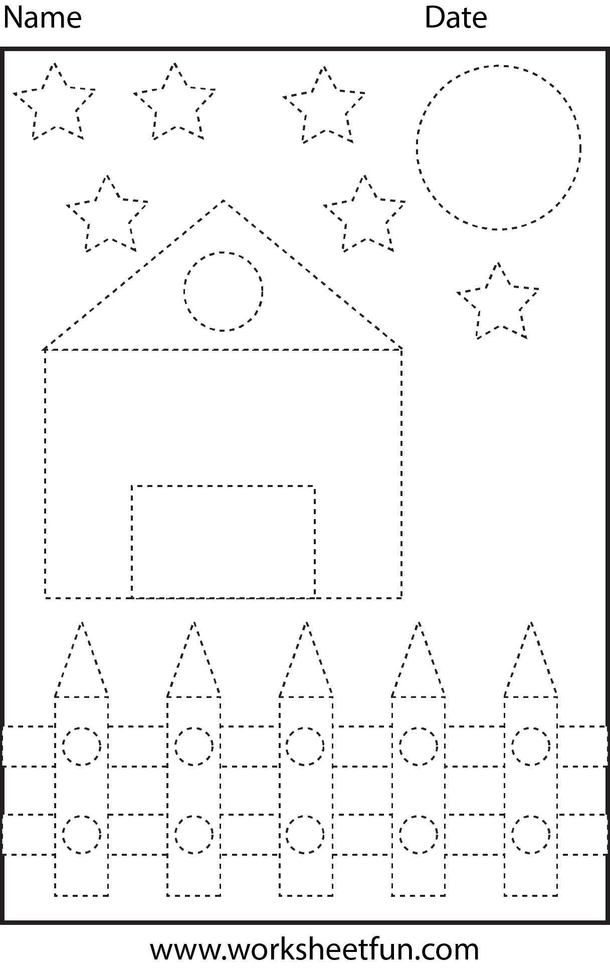 Picture Tracing – Shapes – 1 Worksheet / FREE Printable Worksheets