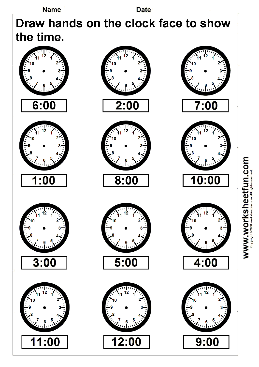 on  face Time draw Draw worksheets â€“ Worksheets clock â€“ hands the time hands 4