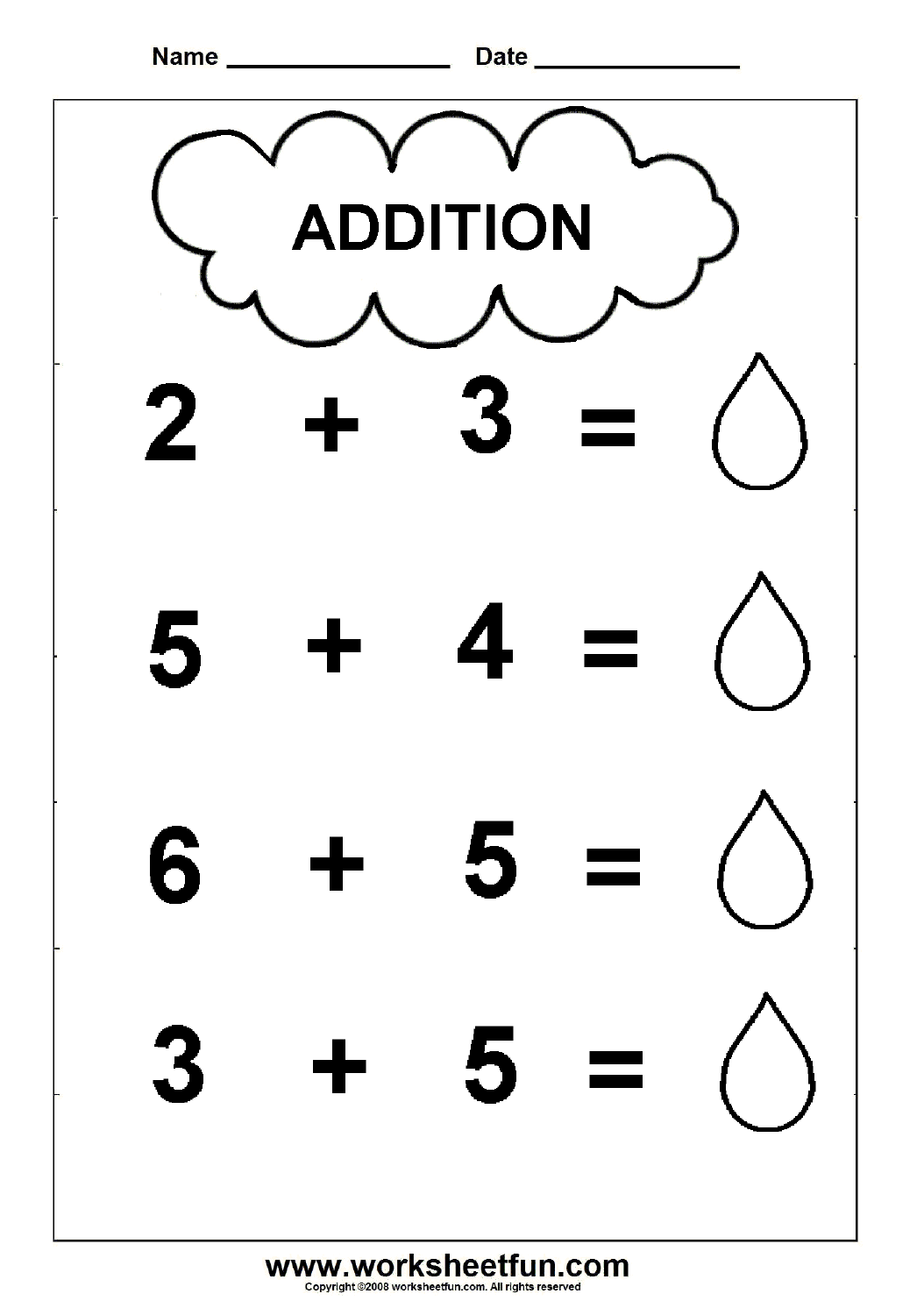 Beginner Addition – 2 Kindergarten Addition Worksheets / FREE Printable