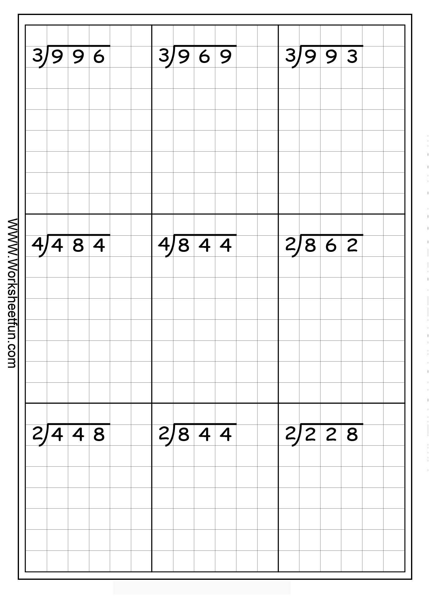 Long Division 3 Digits By 1 Digit Without Remainders 20 Worksheets FREE Printable 