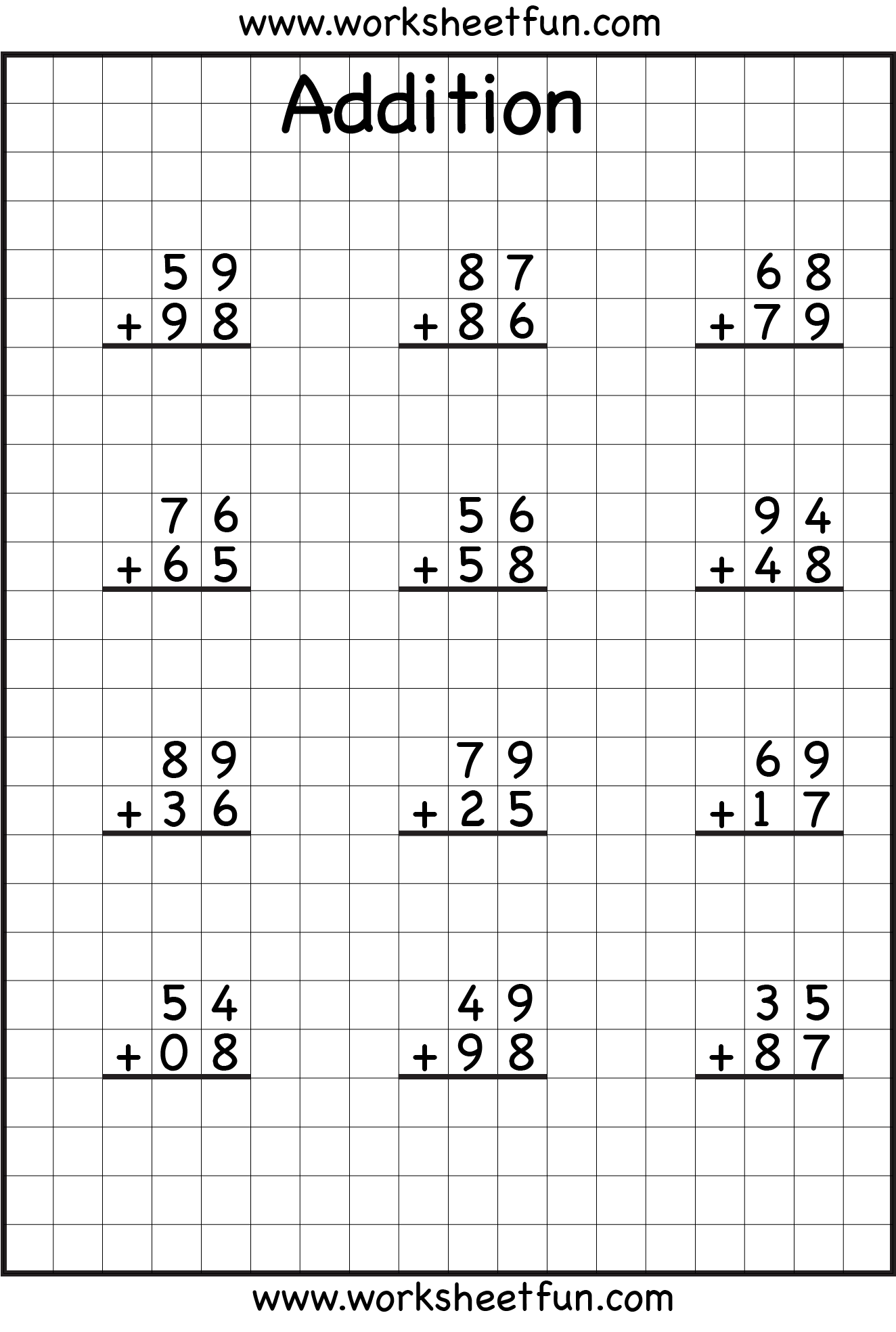 2 Digit Addition With Regrouping Carrying 5 Worksheets FREE Printable Worksheets 