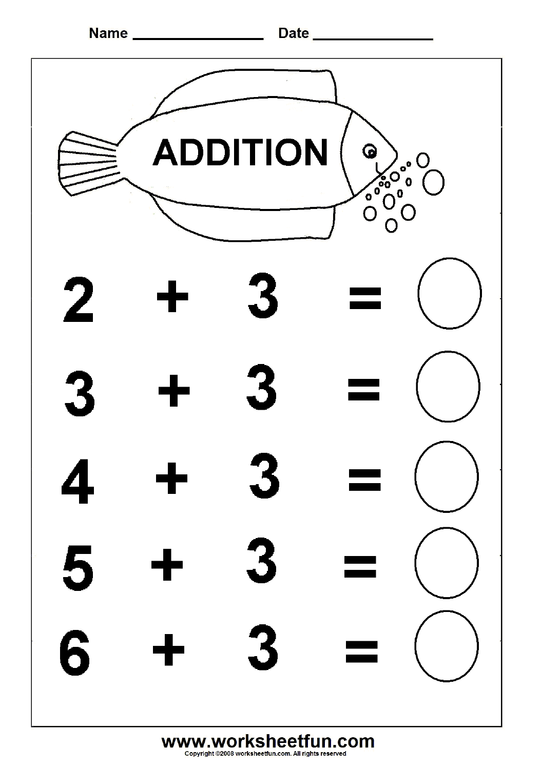 Beginner Addition – 6 Kindergarten Addition Worksheets / FREE Printable