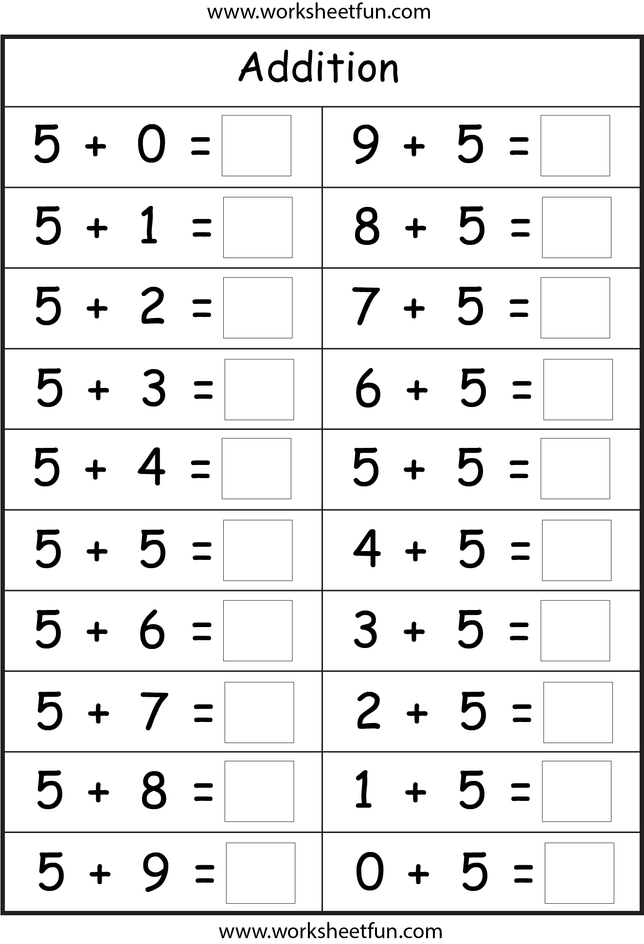 addition-fact-worksheets