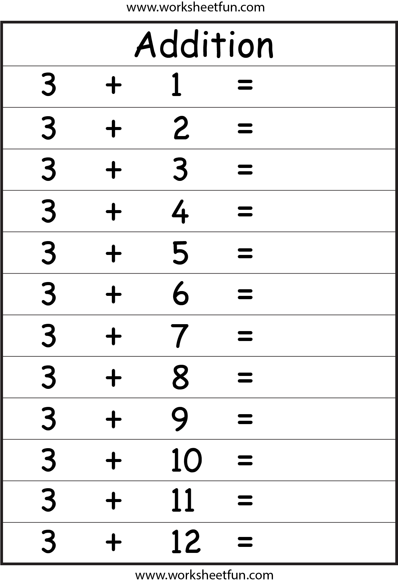 Addition Facts – 11 Worksheets / FREE Printable Worksheets – Worksheetfun