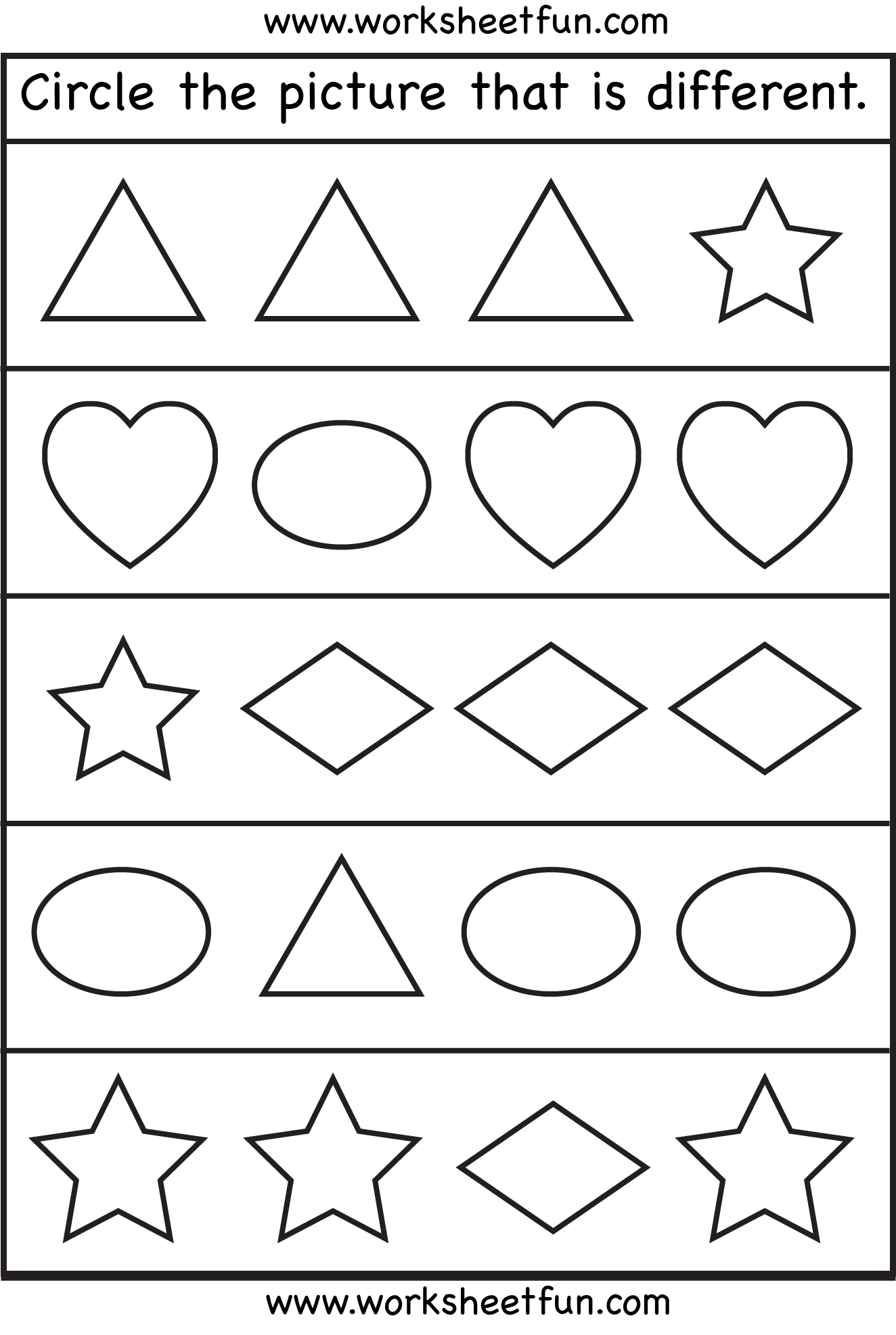 Same and Different Shapes One Worksheet / FREE Printable Worksheets