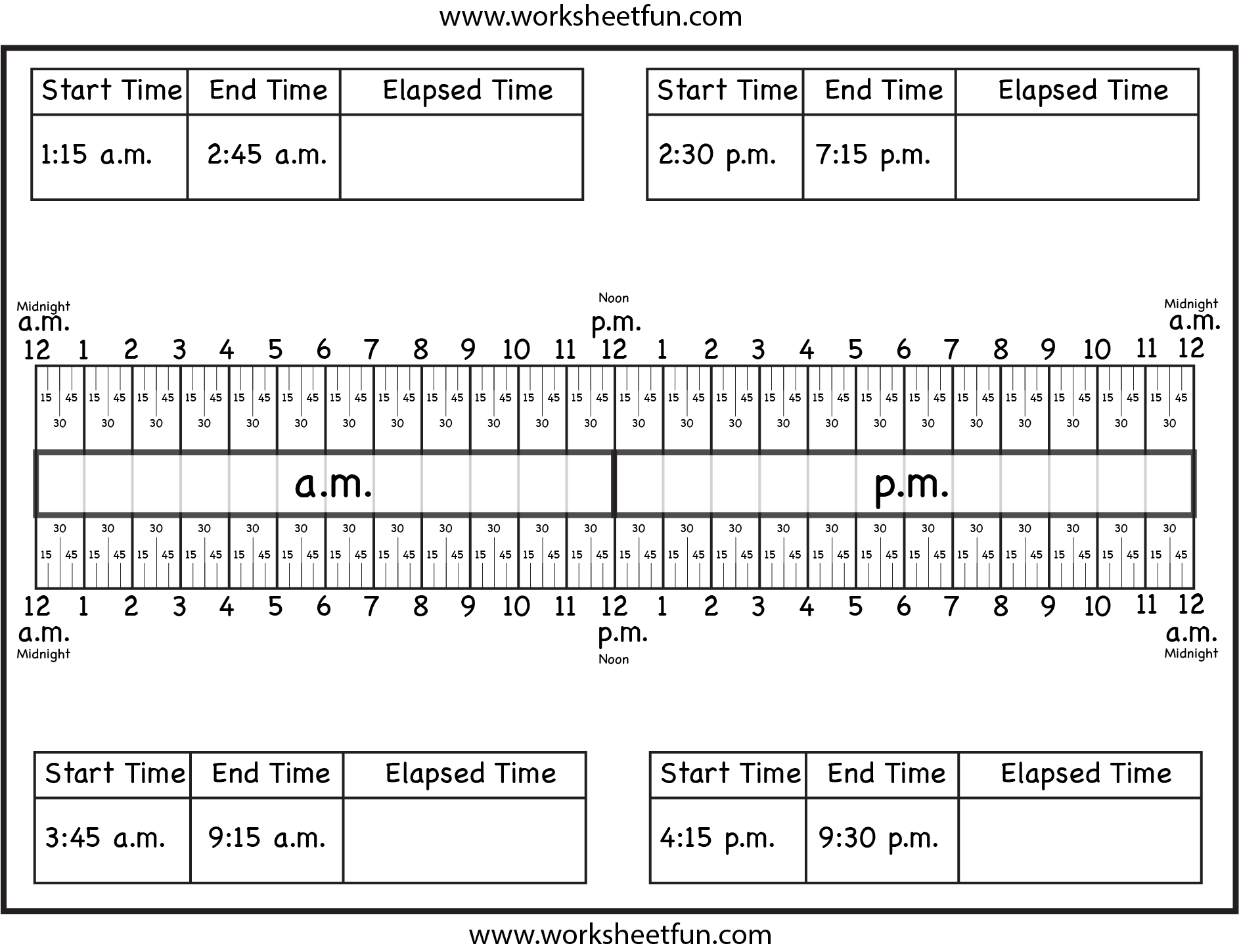 elapsed time free worksheets