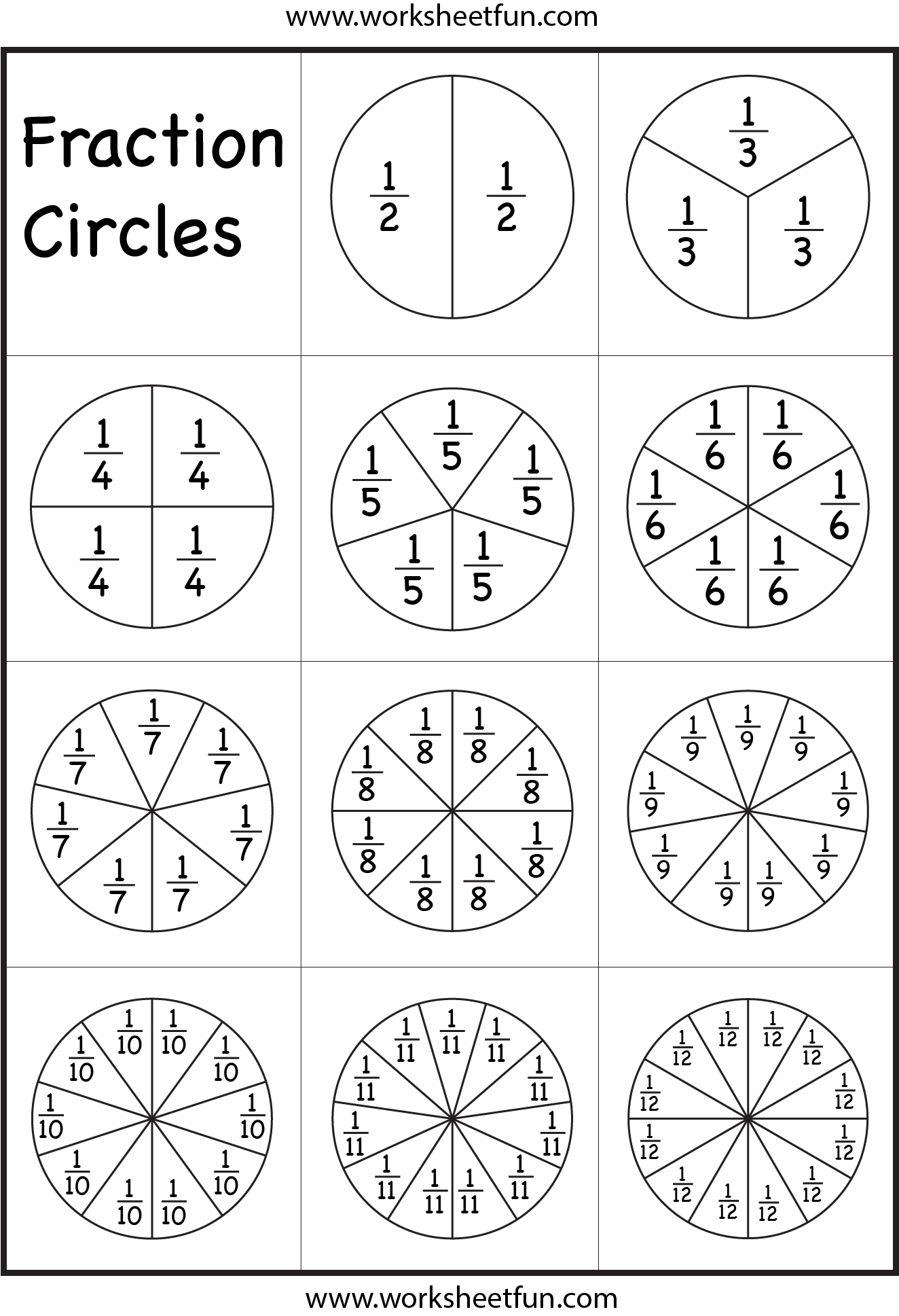 Fraction Circles Worksheet / FREE Printable Worksheets Worksheetfun