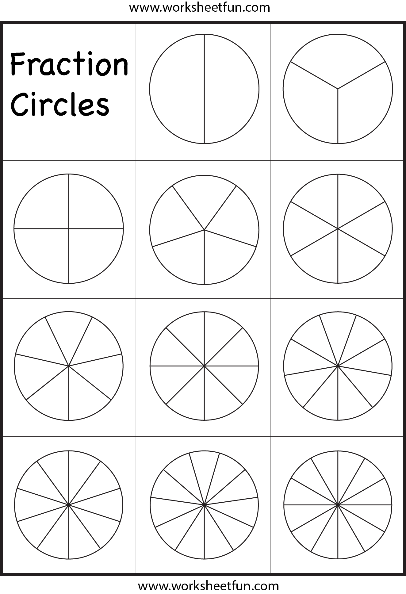 NEW 554 FRACTION CIRCLES WORKSHEET fraction worksheet
