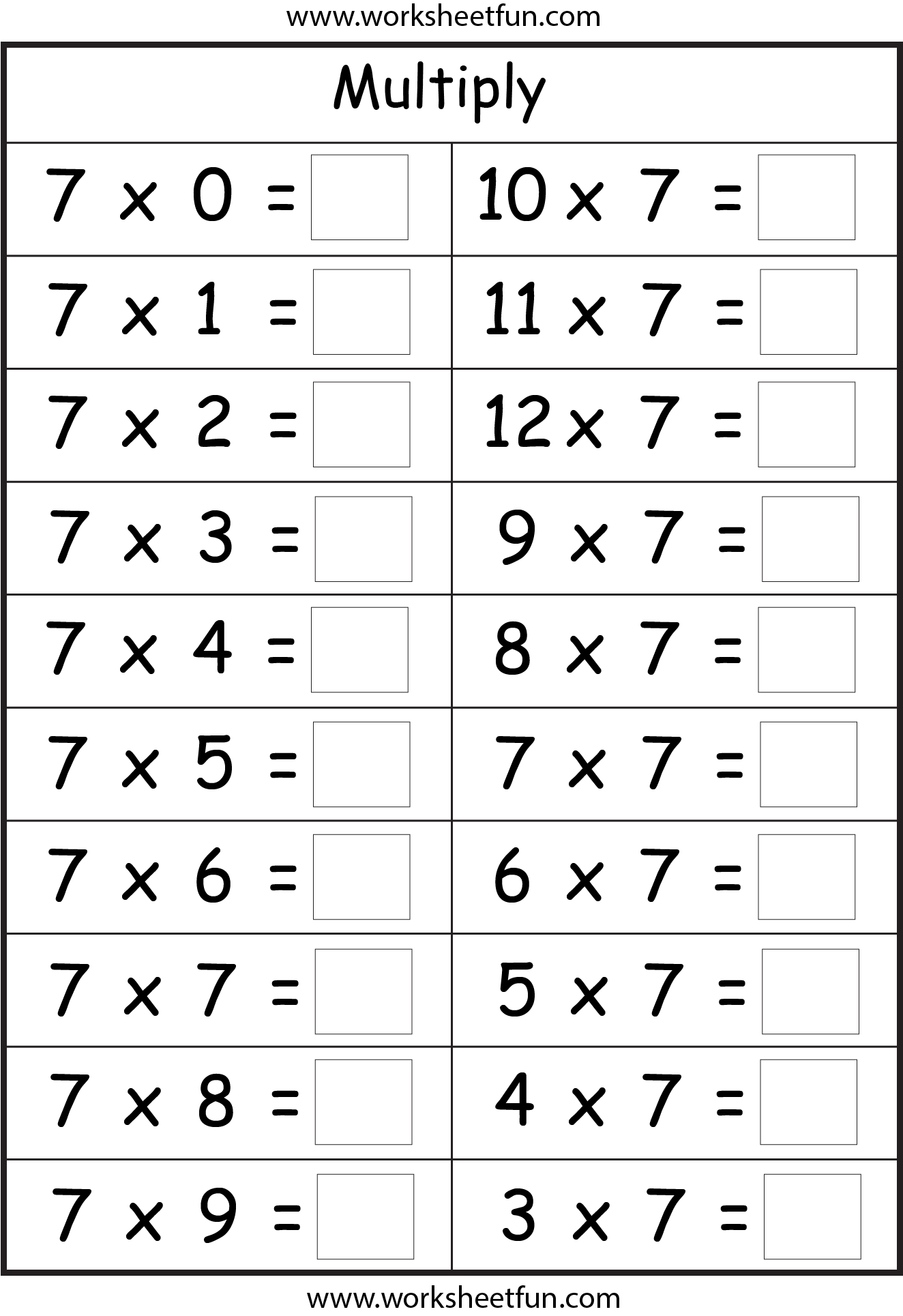  Multiplication Basic Facts 2 3 4 5 6 7 8 9 Times Tables Eight Worksheets FREE 