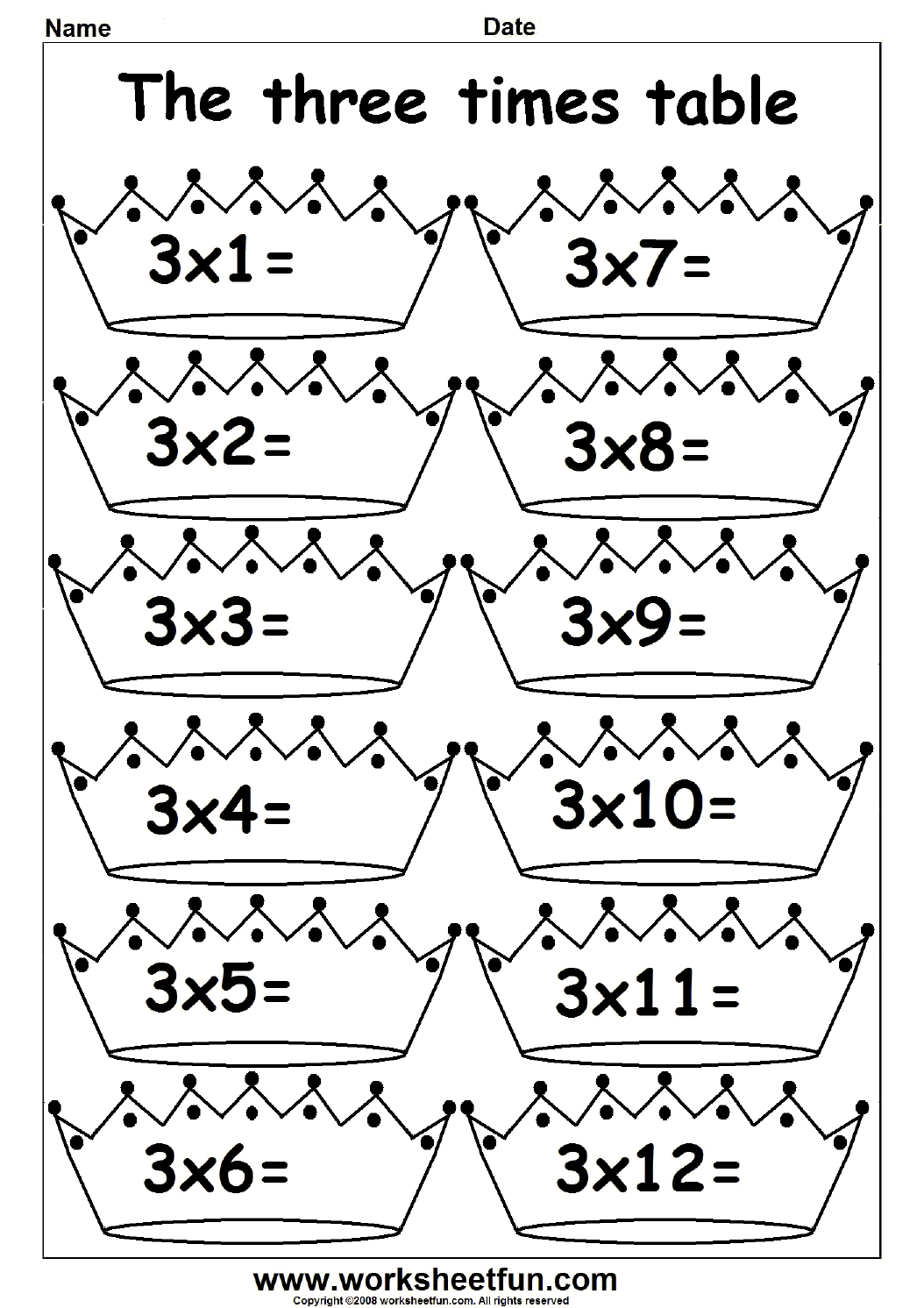 Multiplication Times Tables Worksheets – 2, 3, 4, 6, 7, 8 ...