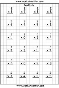 Single Digit Multiplication – 8 Worksheets / FREE Printable Worksheets