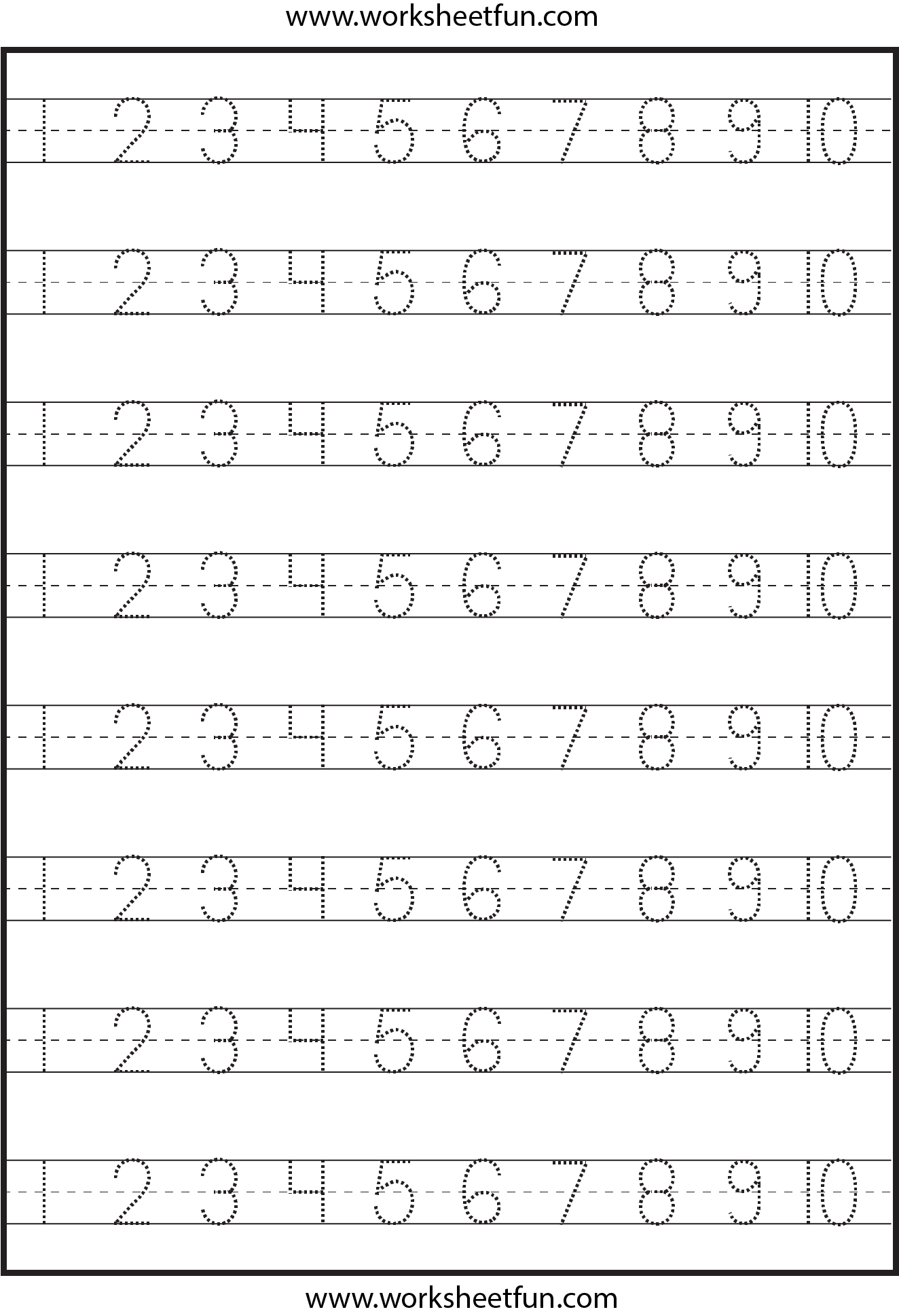 Number Tracing 1 10 Worksheet Free Preschool Worksheets Printable Preschool Worksheets 