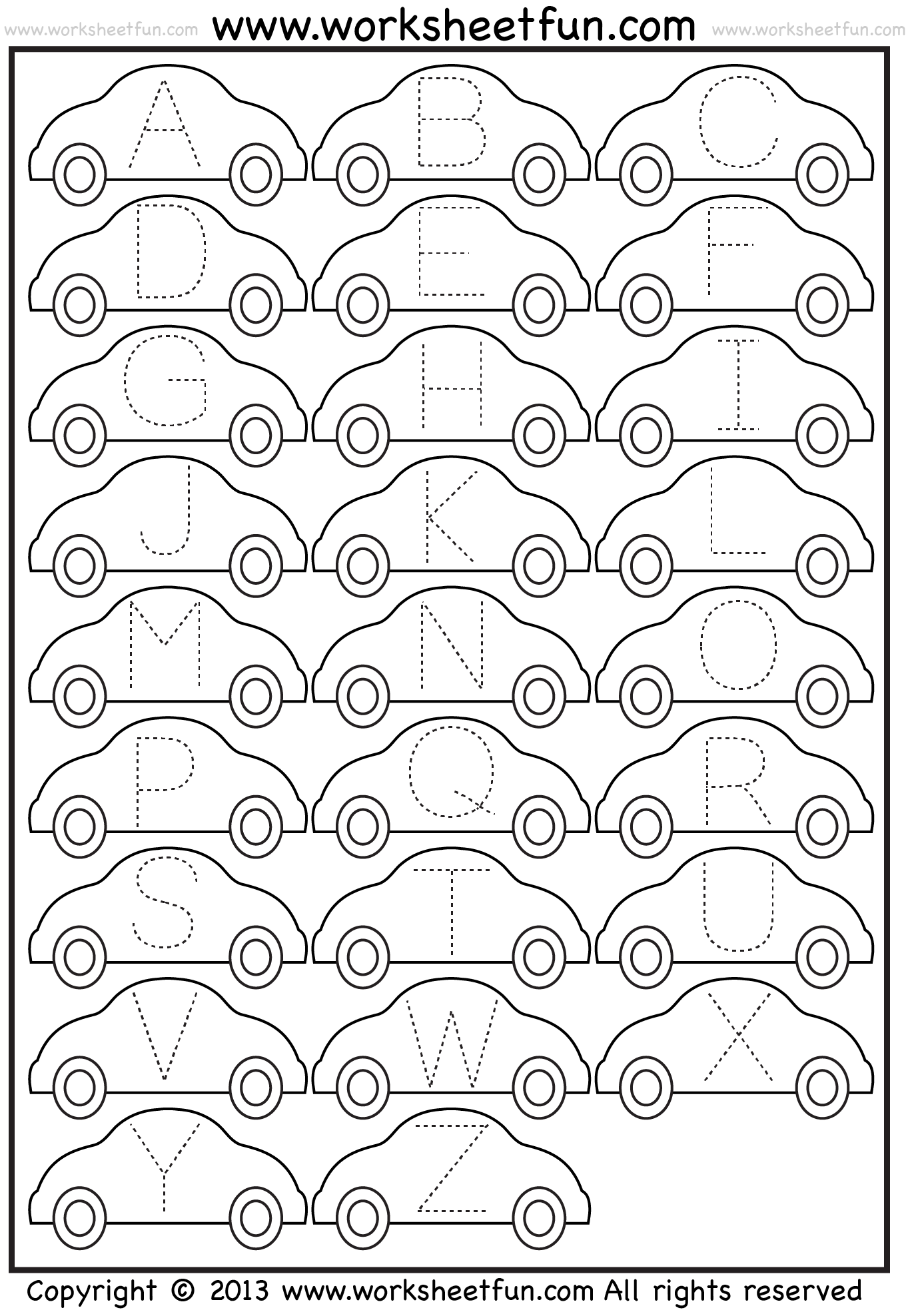 Letter Tracing Worksheet – Car / FREE Printable Worksheets – Worksheetfun