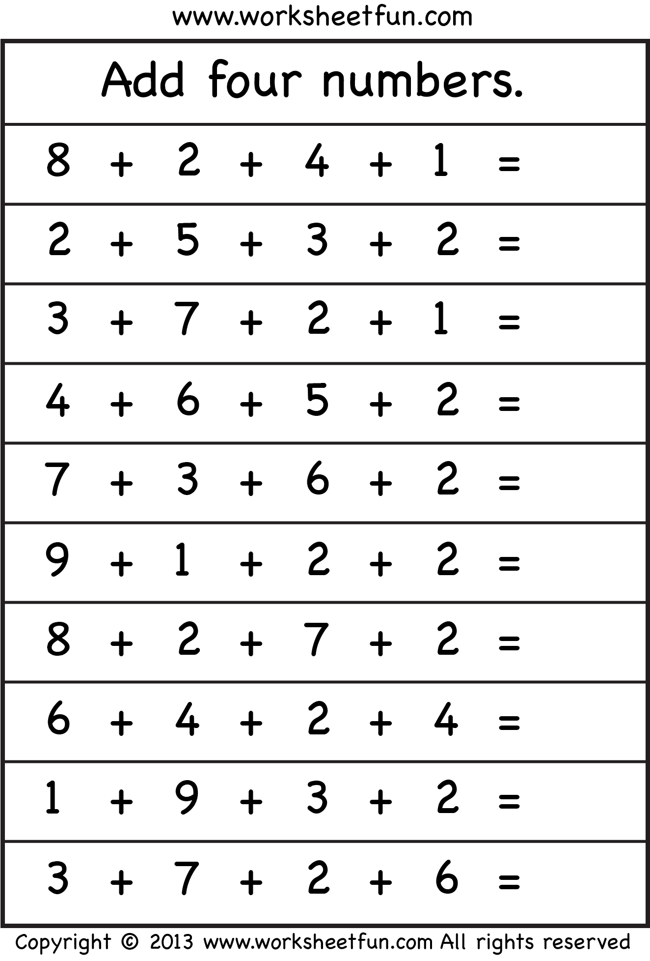 add-single-digit-numbers-worksheet