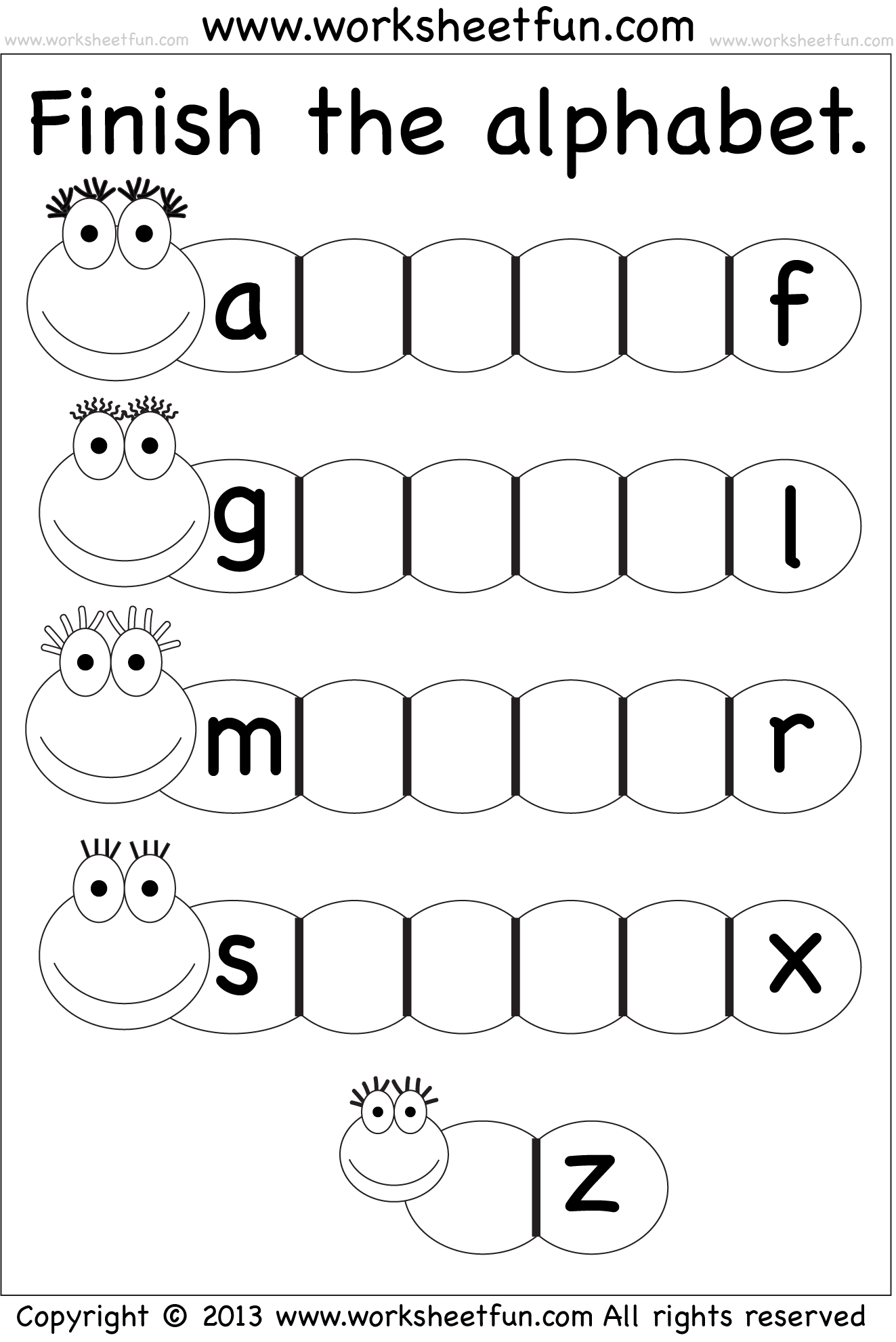 Missing Lowercase Letters – Missing Small Letters – Worksheet / FREE