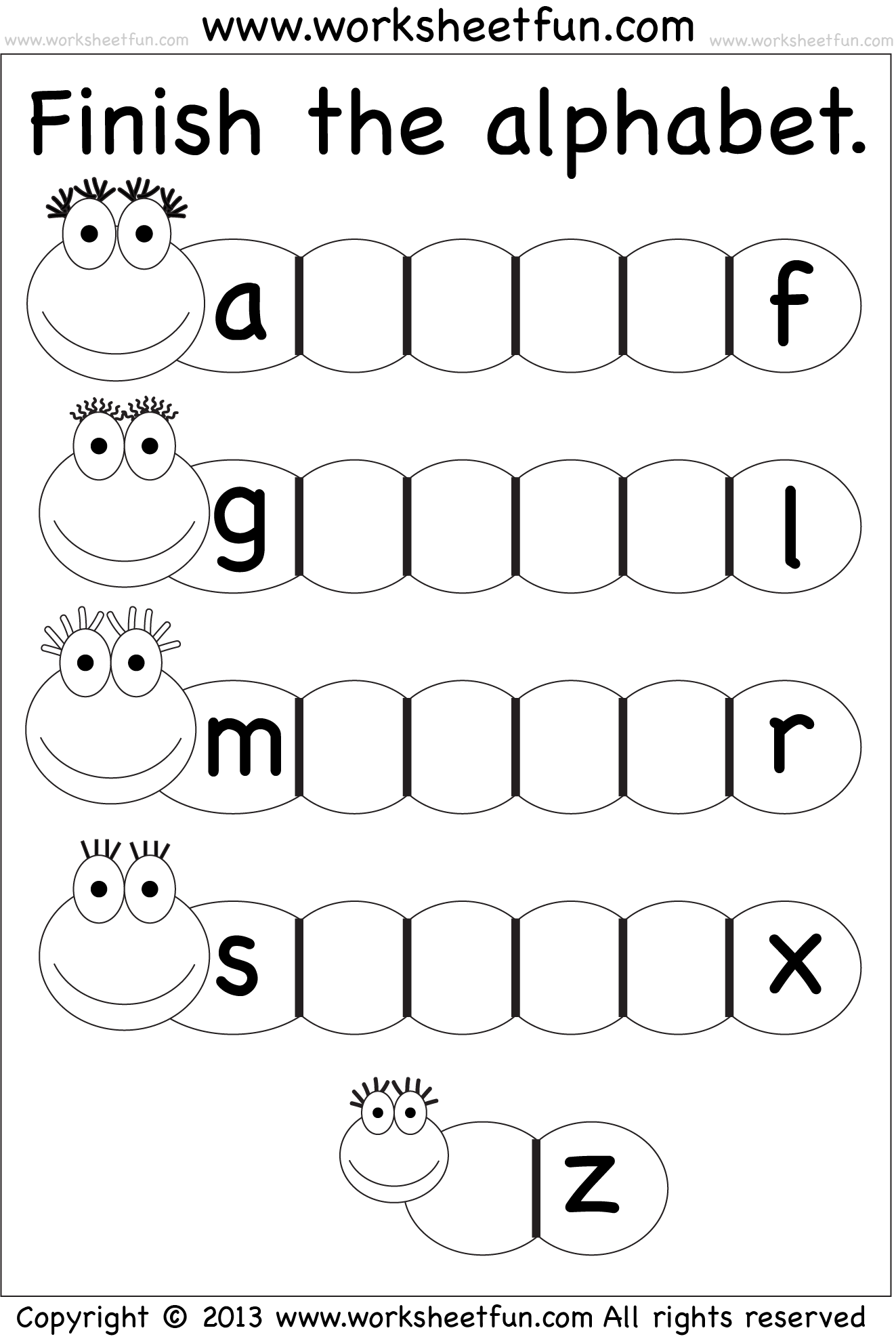 Missing Lowercase Letters – Missing Small Letters – Worksheet / FREE