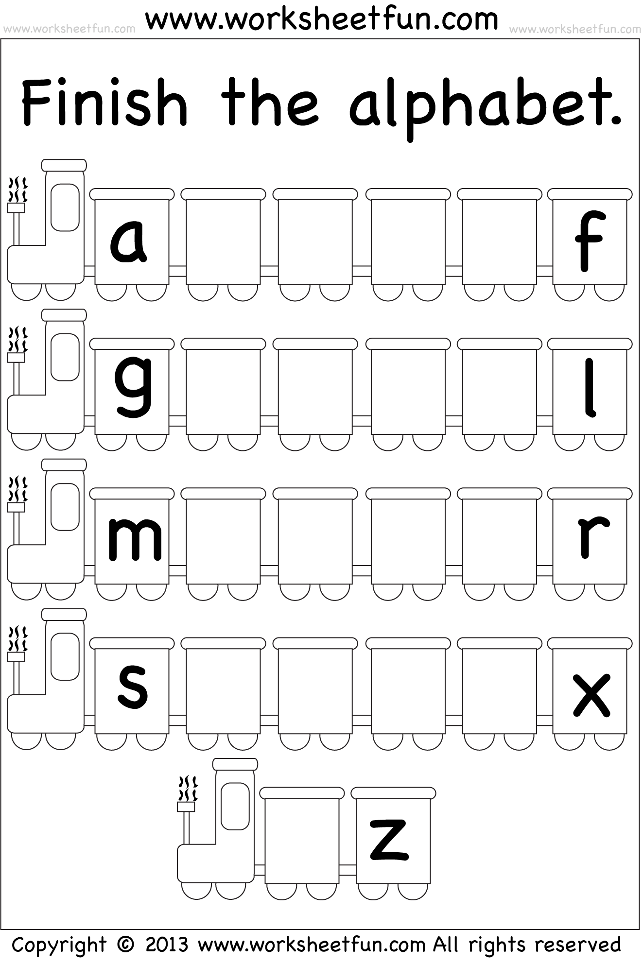 Missing Lowercase Letters – Missing Small Letters – Worksheet / FREE