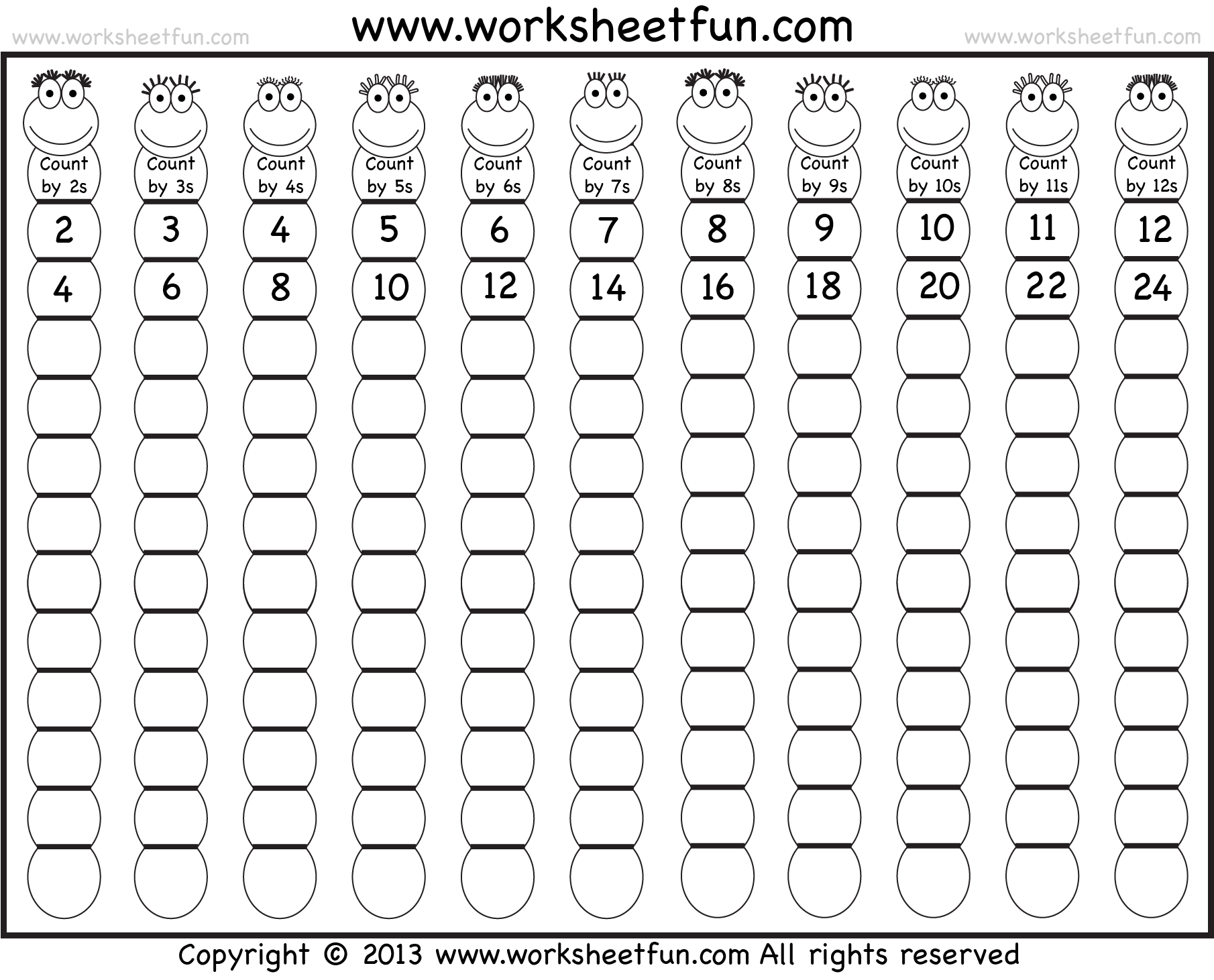 Multiplication By Skip Counting Worksheet