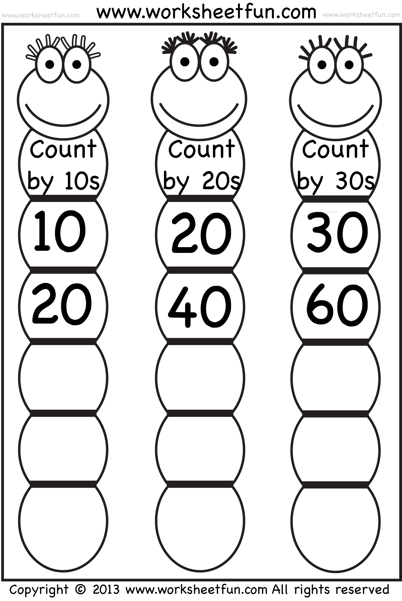 Skip Counting by 20, 20 and 20 – Worksheet / FREE Printable Throughout Counting By 10s Worksheet