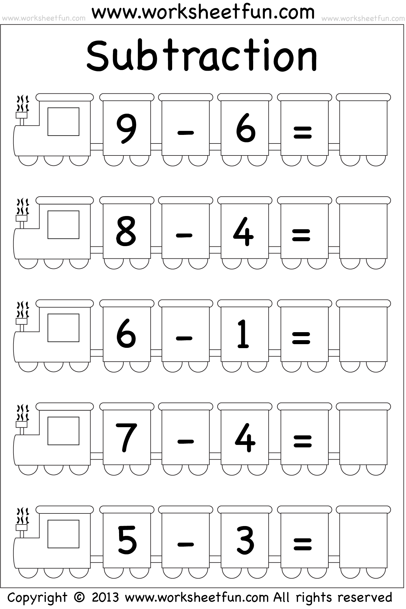 Subtraction Within 10 Five Worksheets Free Printable Worksheets