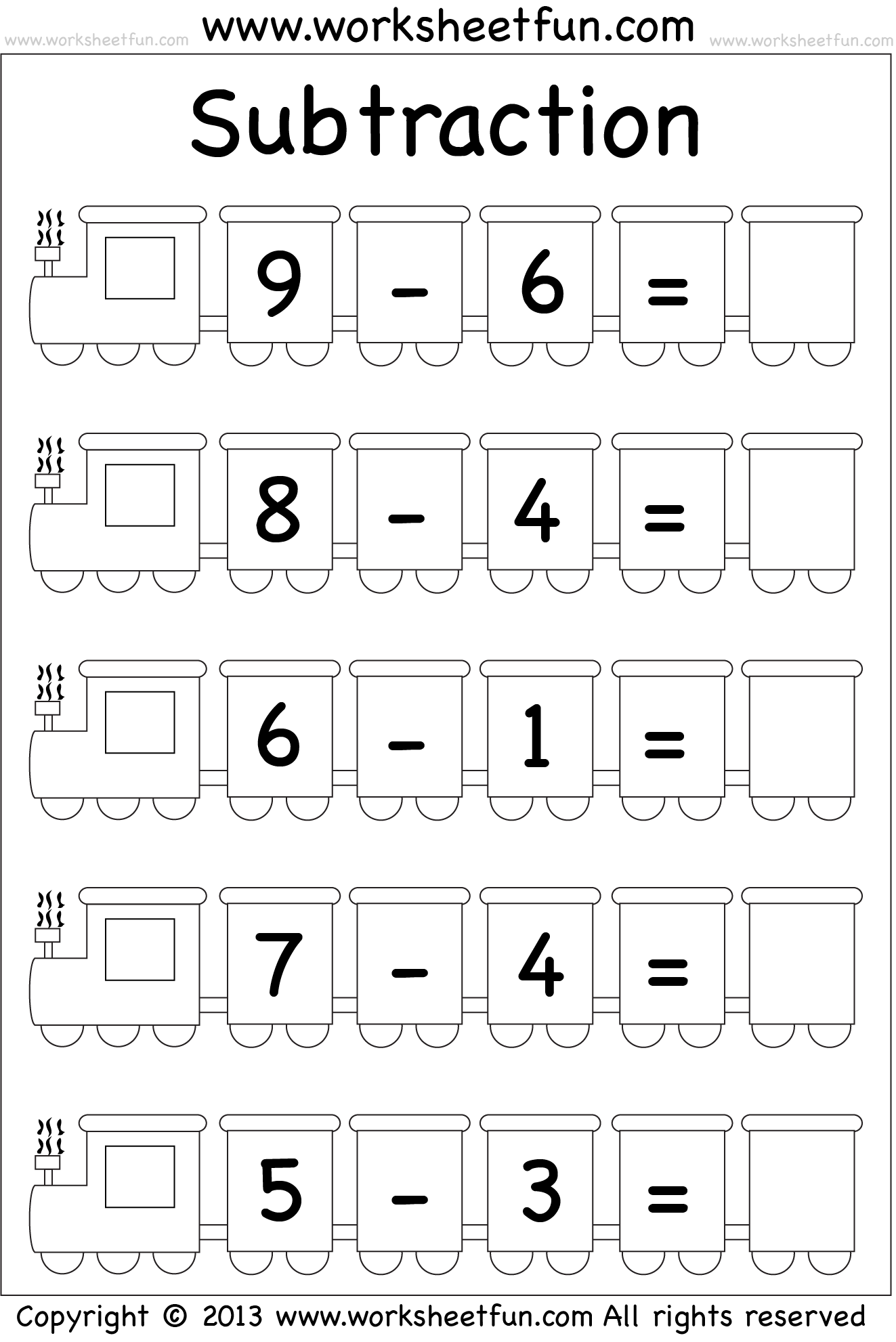 Subtraction Within 10 Five Worksheets Free Printable Worksheets