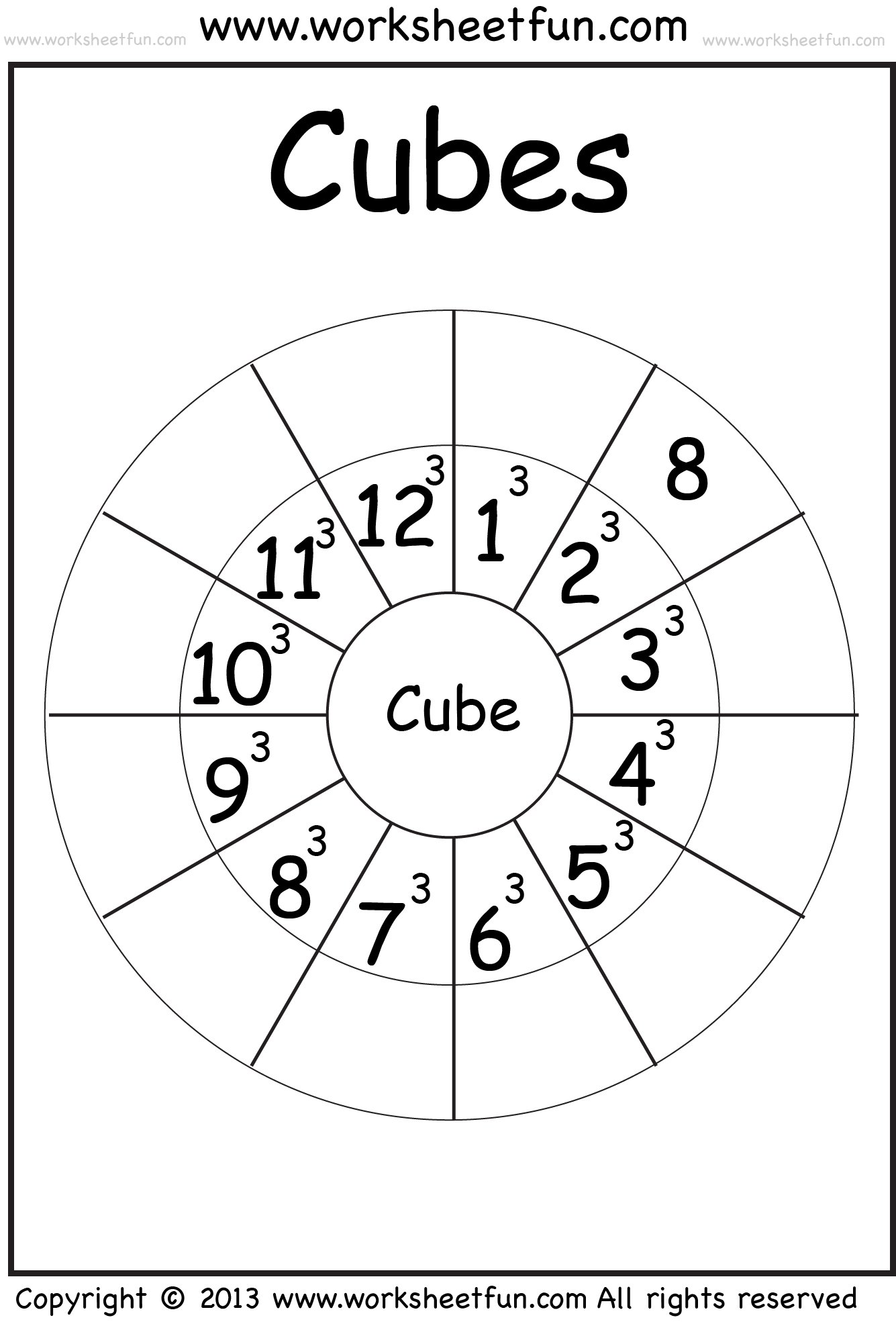 Cube Numbers Worksheet Ks3