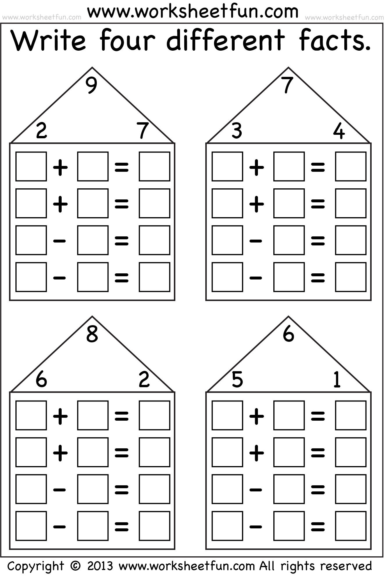 Free Worksheets On Multiplication And Division Fact Families