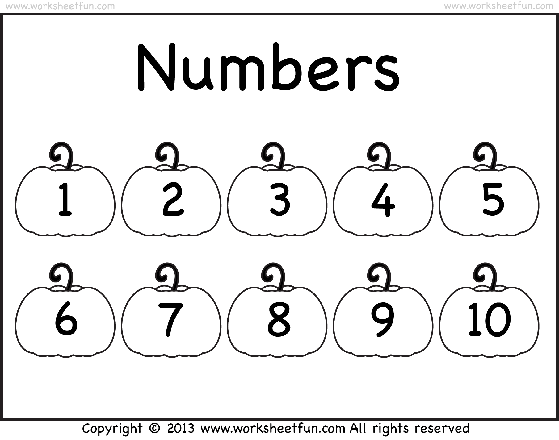 Number Chart – 1-10 – Worksheet / FREE Printable Worksheets – Worksheetfun