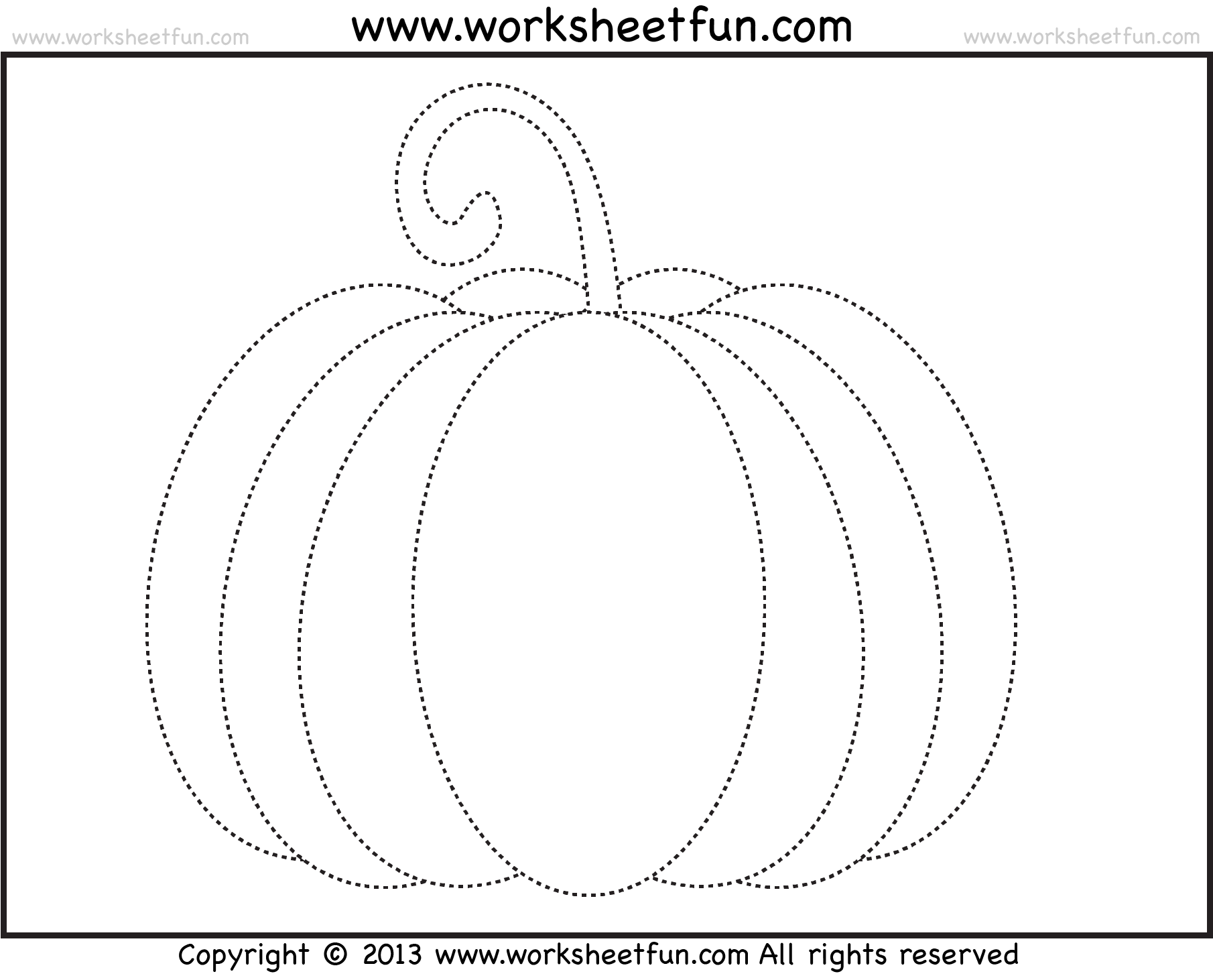 Pumpkin Tracing – 3 Worksheets / FREE Printable Worksheets – Worksheetfun