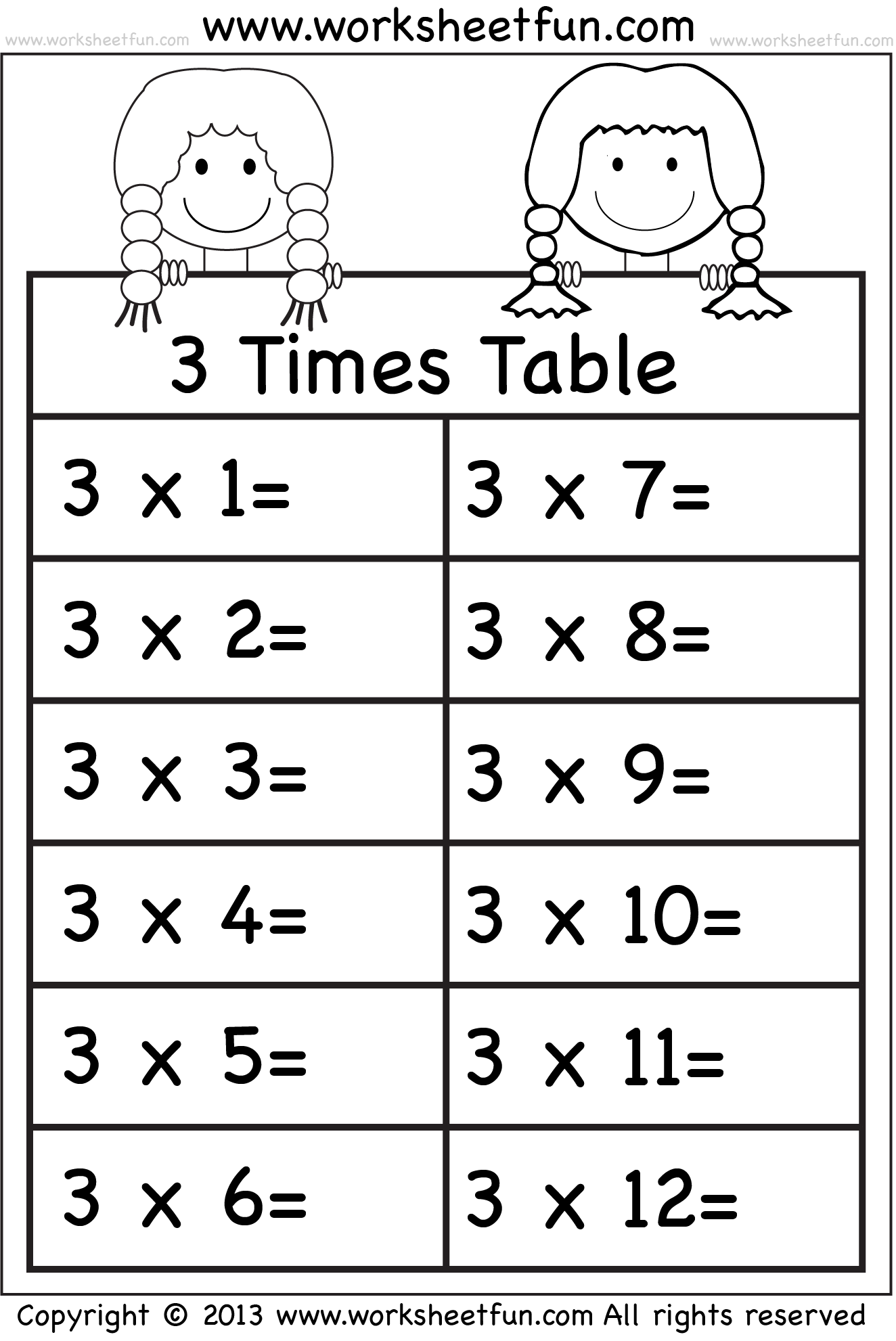 Times Tables Worksheets – 22, 22, 22, 22, 22, 22, 22, 22, 22, 22 and 222 With 3 Times Table Worksheet