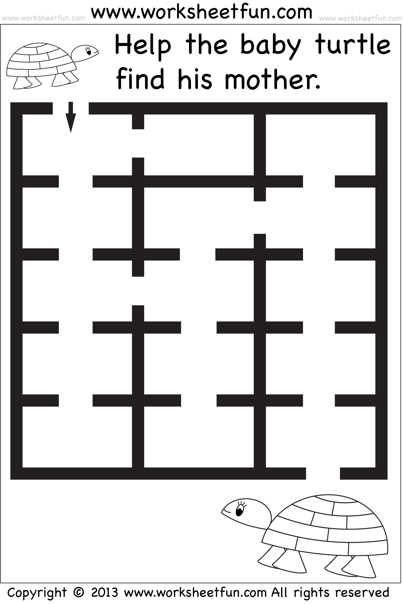 Beginner Mazes – Preschool and Kindergarten – 6 Worksheets / FREE