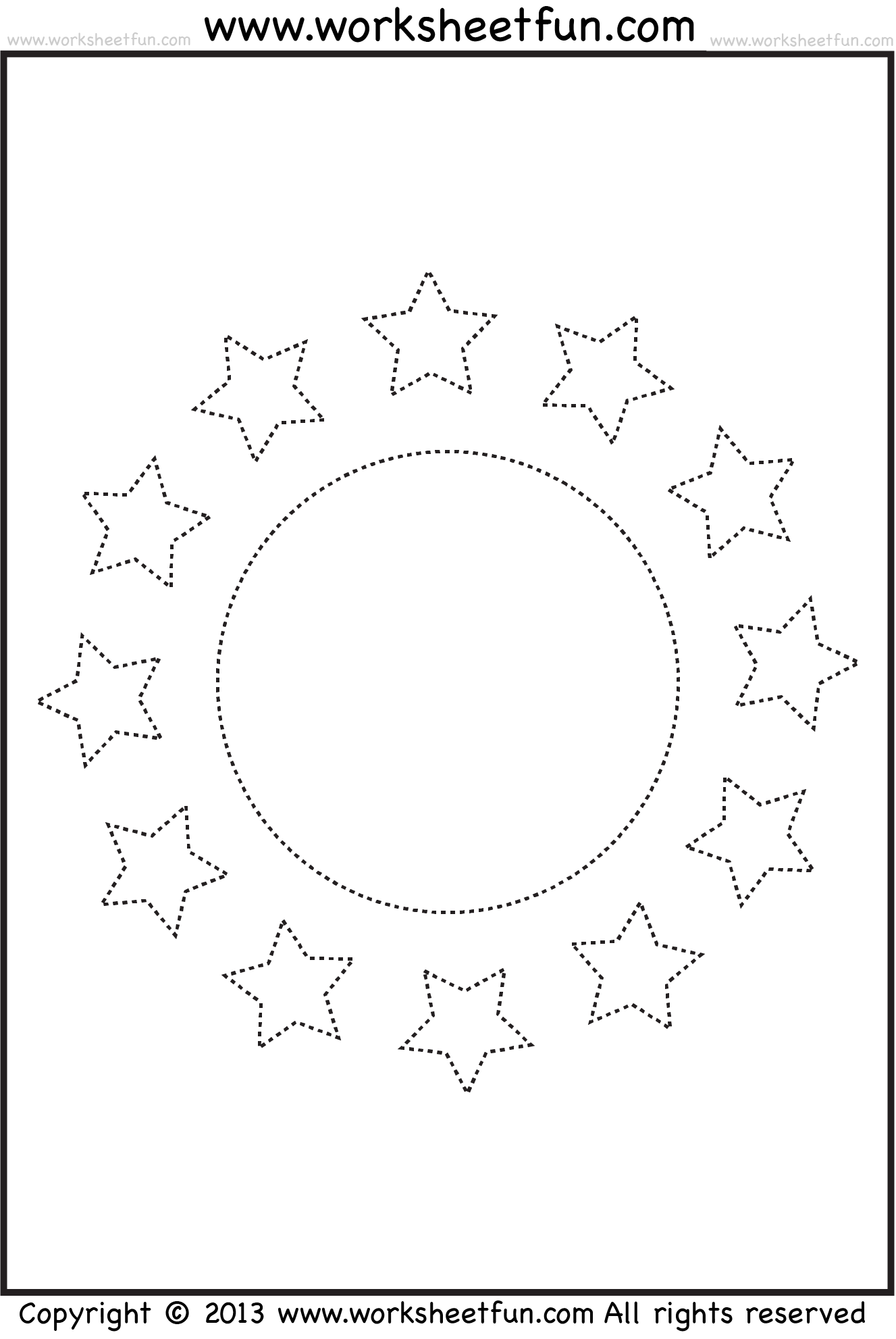 Shape Tracing worksheet Circle and Stars / FREE Printable Worksheets