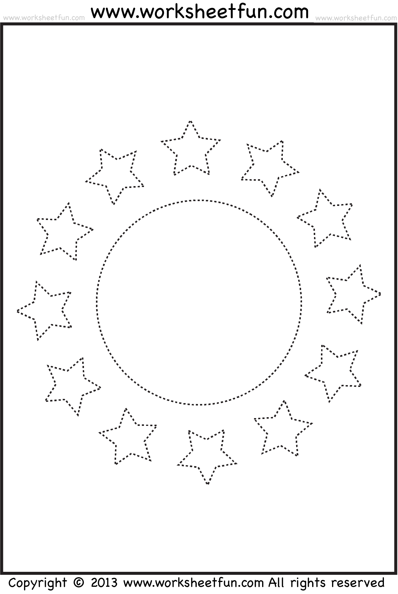 Shape Tracing worksheet – Circle and Stars / FREE Printable Worksheets