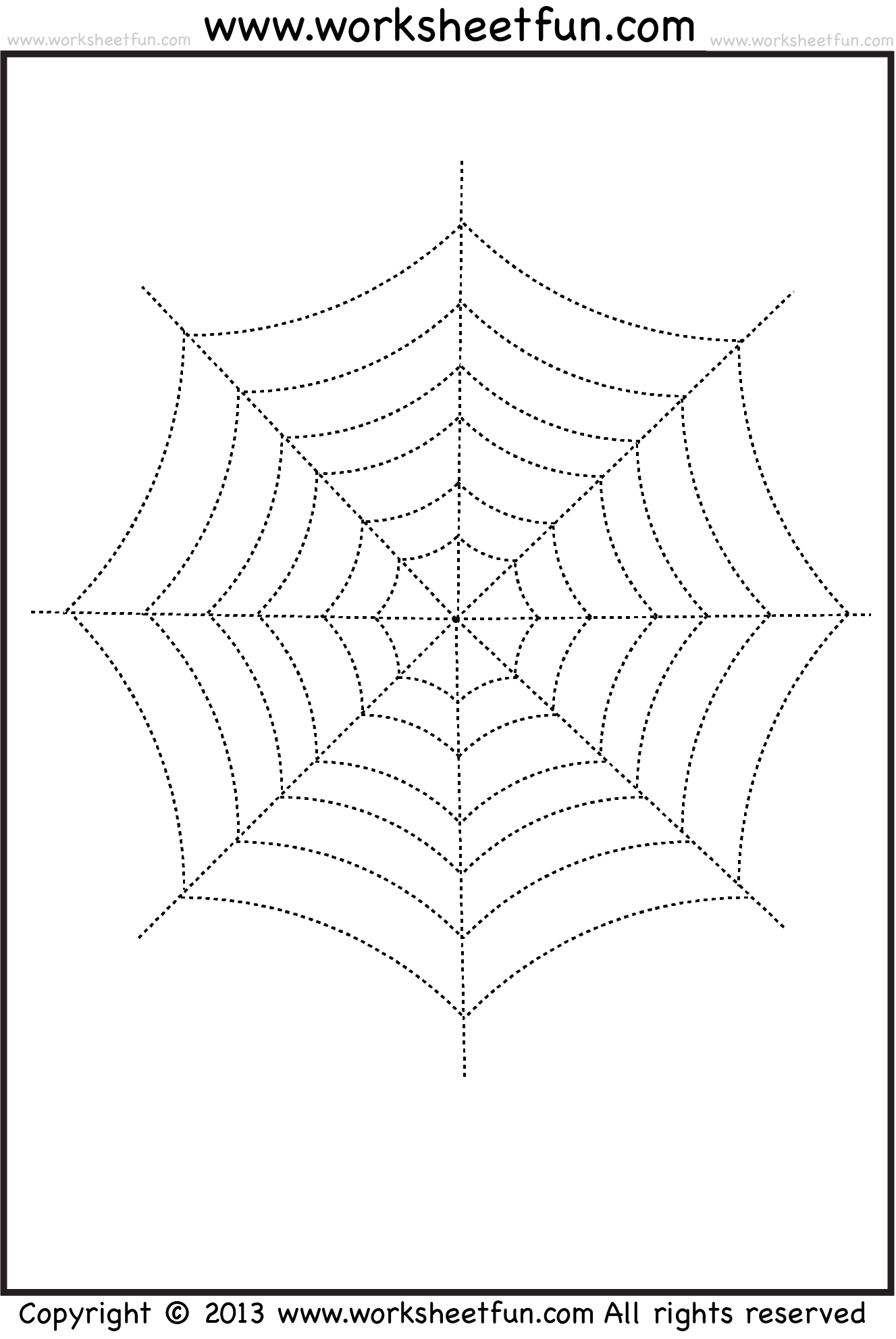 Spider Web Tracing and Coloring – 2 Halloween Worksheets / FREE