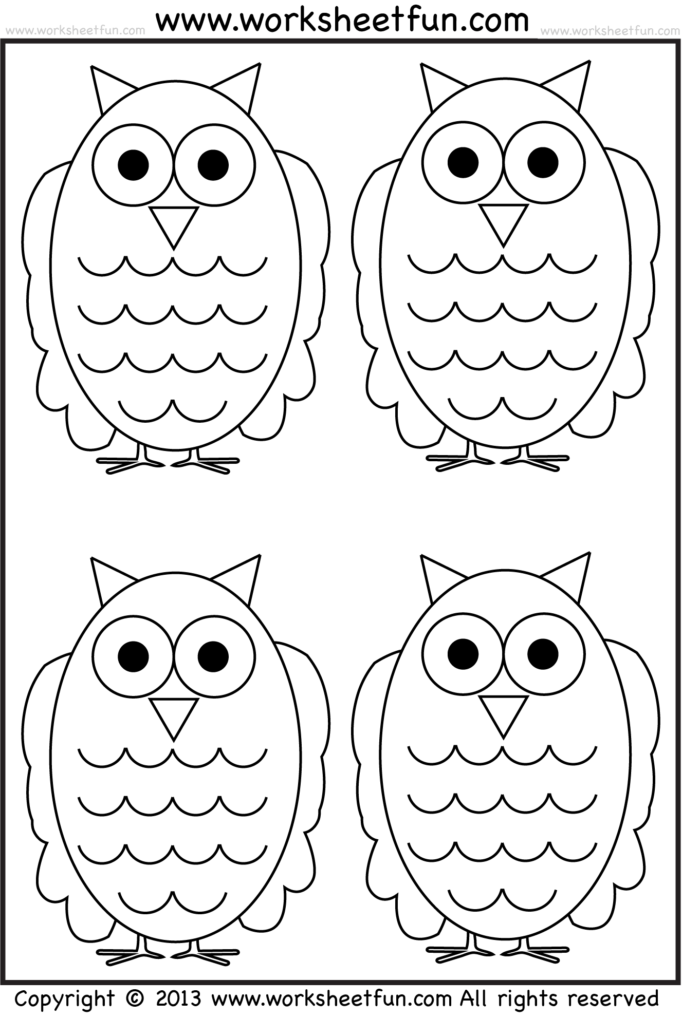 Owl Tracing and Coloring – 4 Halloween Worksheets / FREE Printable ...