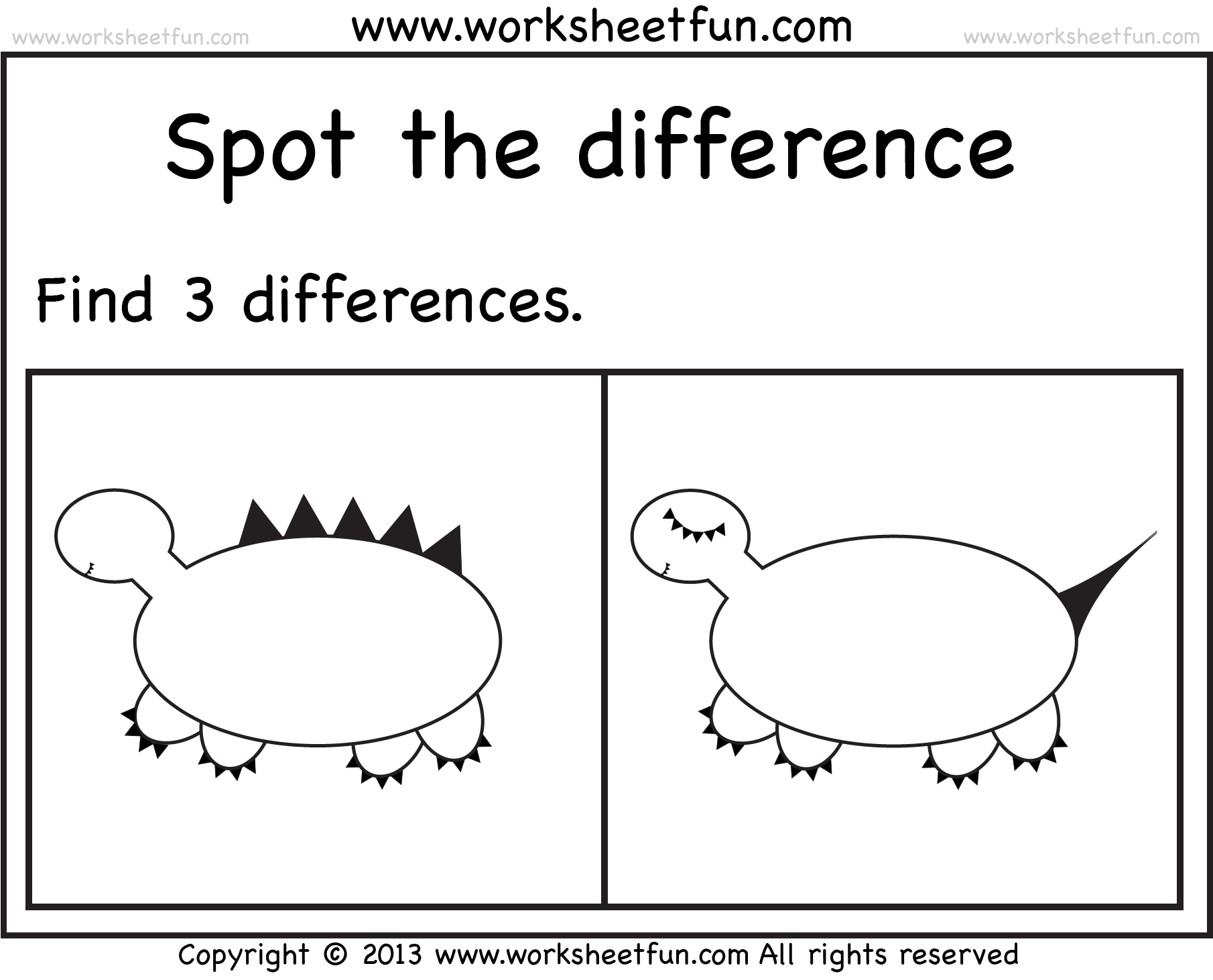 Spot the difference – 7 Worksheets / FREE Printable Worksheets
