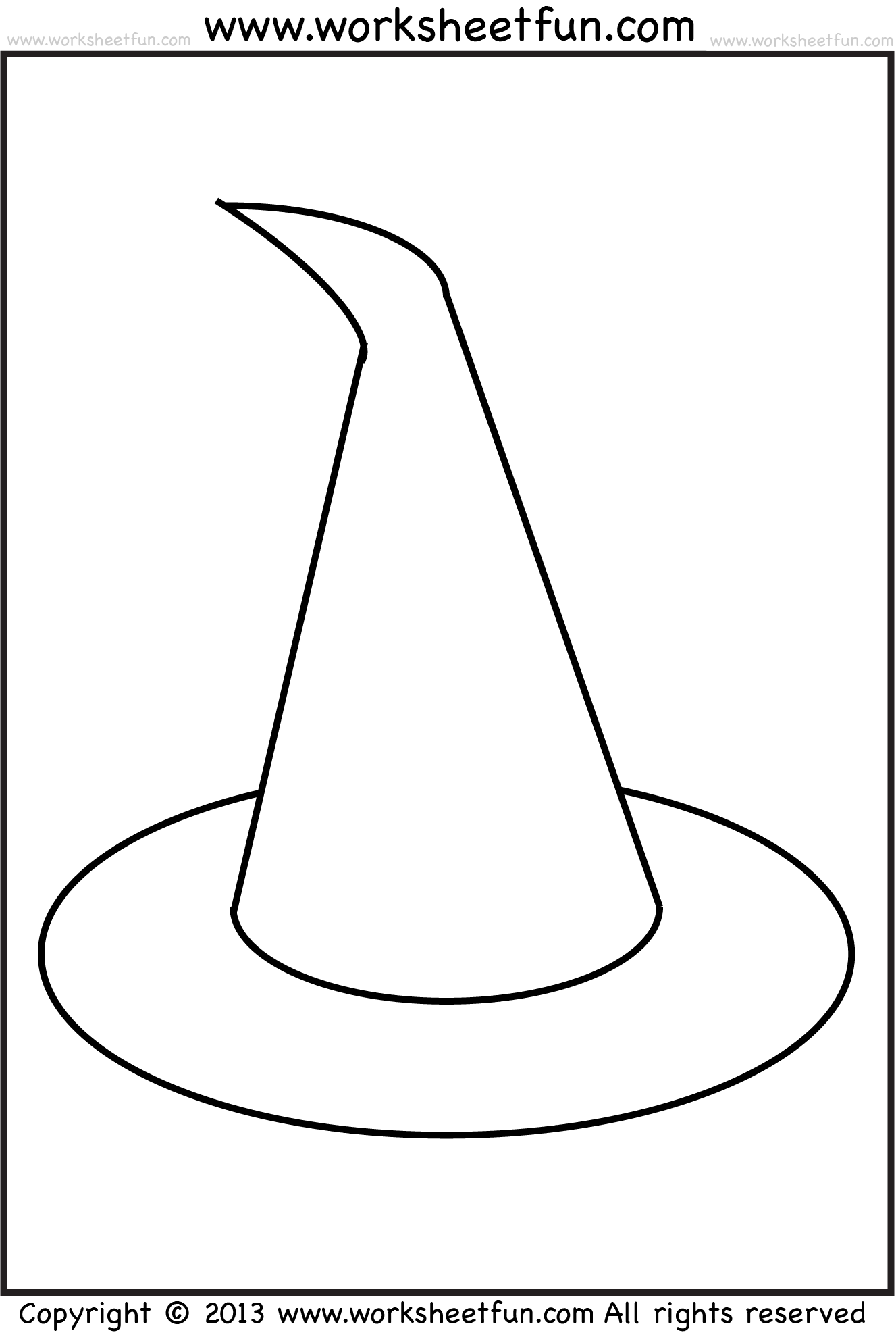 Witch Hat – Tracing, Coloring and Cutting- 5 Halloween Worksheets