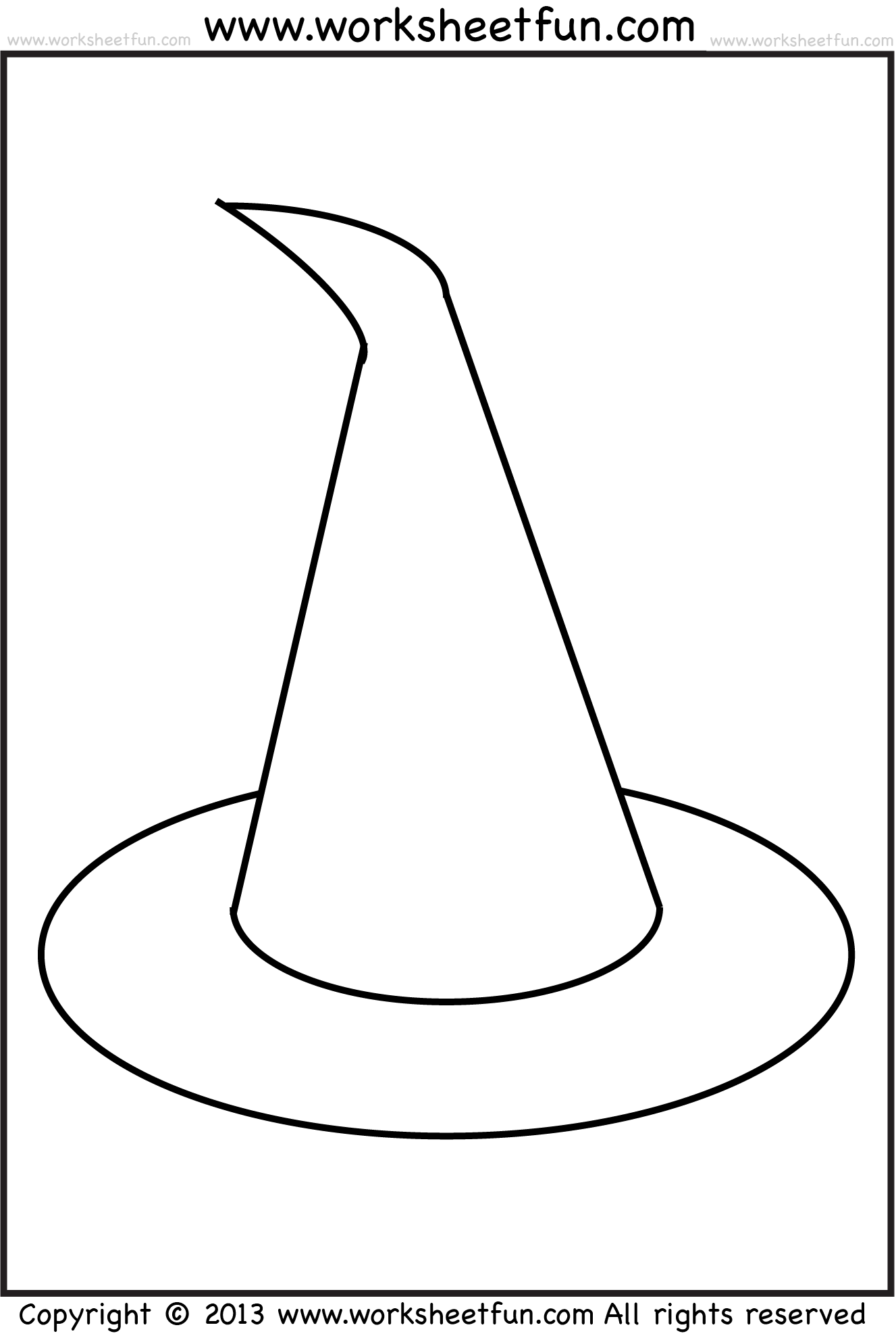 Witch Hat – Tracing, Coloring and Cutting- 5 Halloween Worksheets