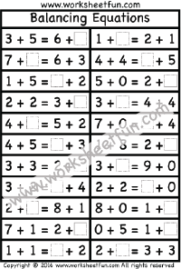 Balancing Equations First Grade